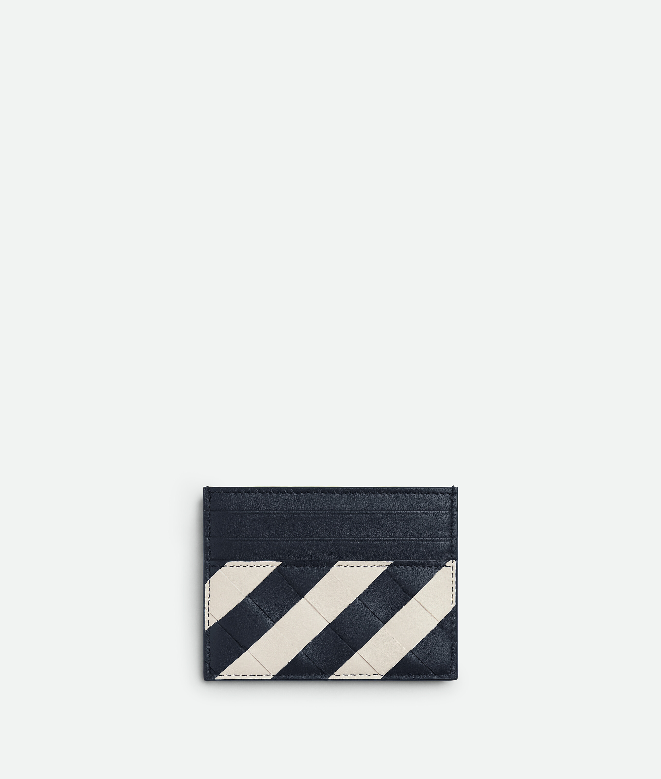 Bottega Veneta Intrecciato Credit Card Case In Space/chalk
