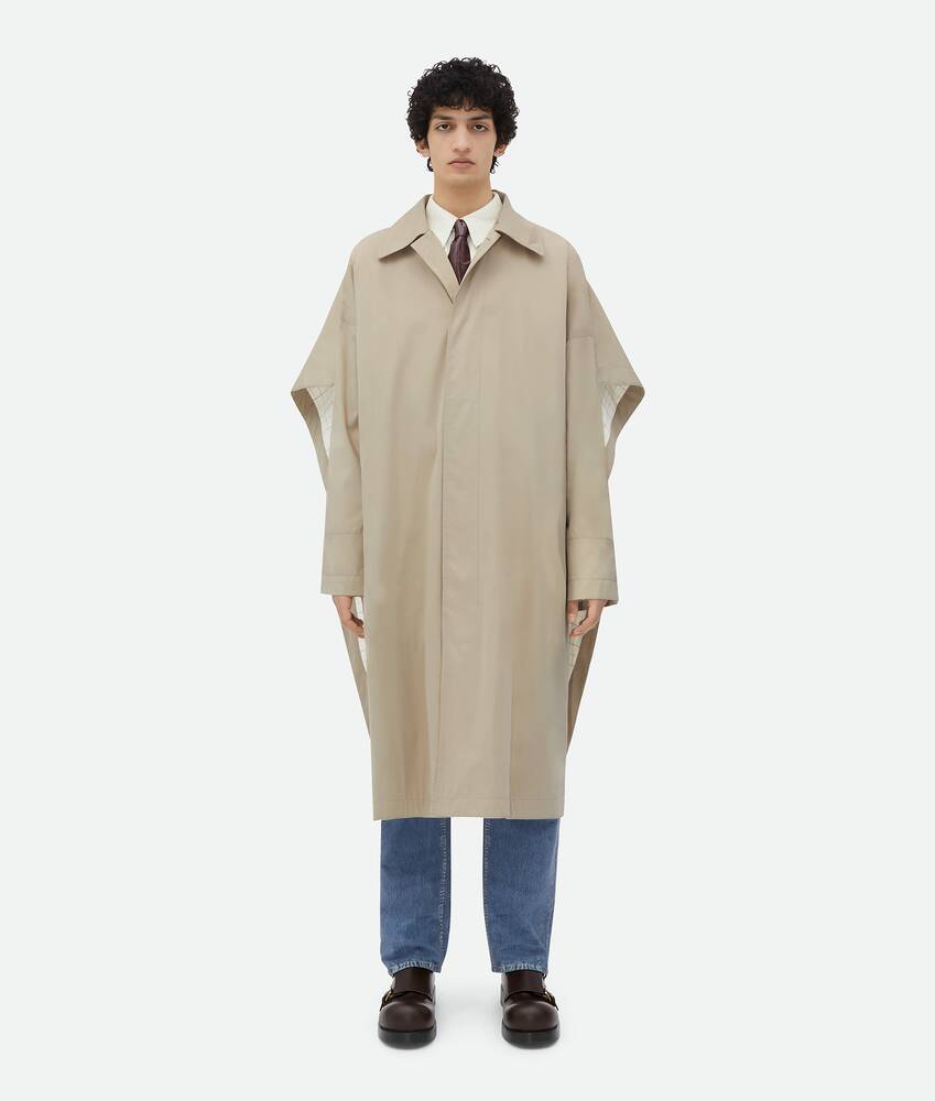 Display a large version of the product image 4 - Cotton Silk Cape Trench With Check Lining