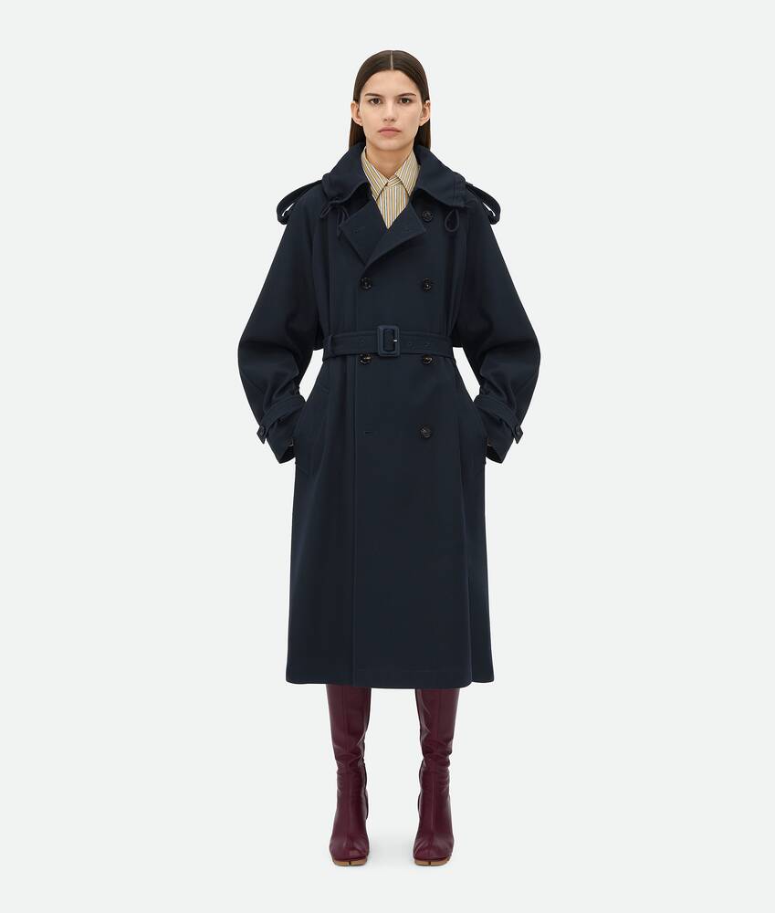 Bottega Veneta® Women’s Wool Gabardine Trench Coat in Midnight