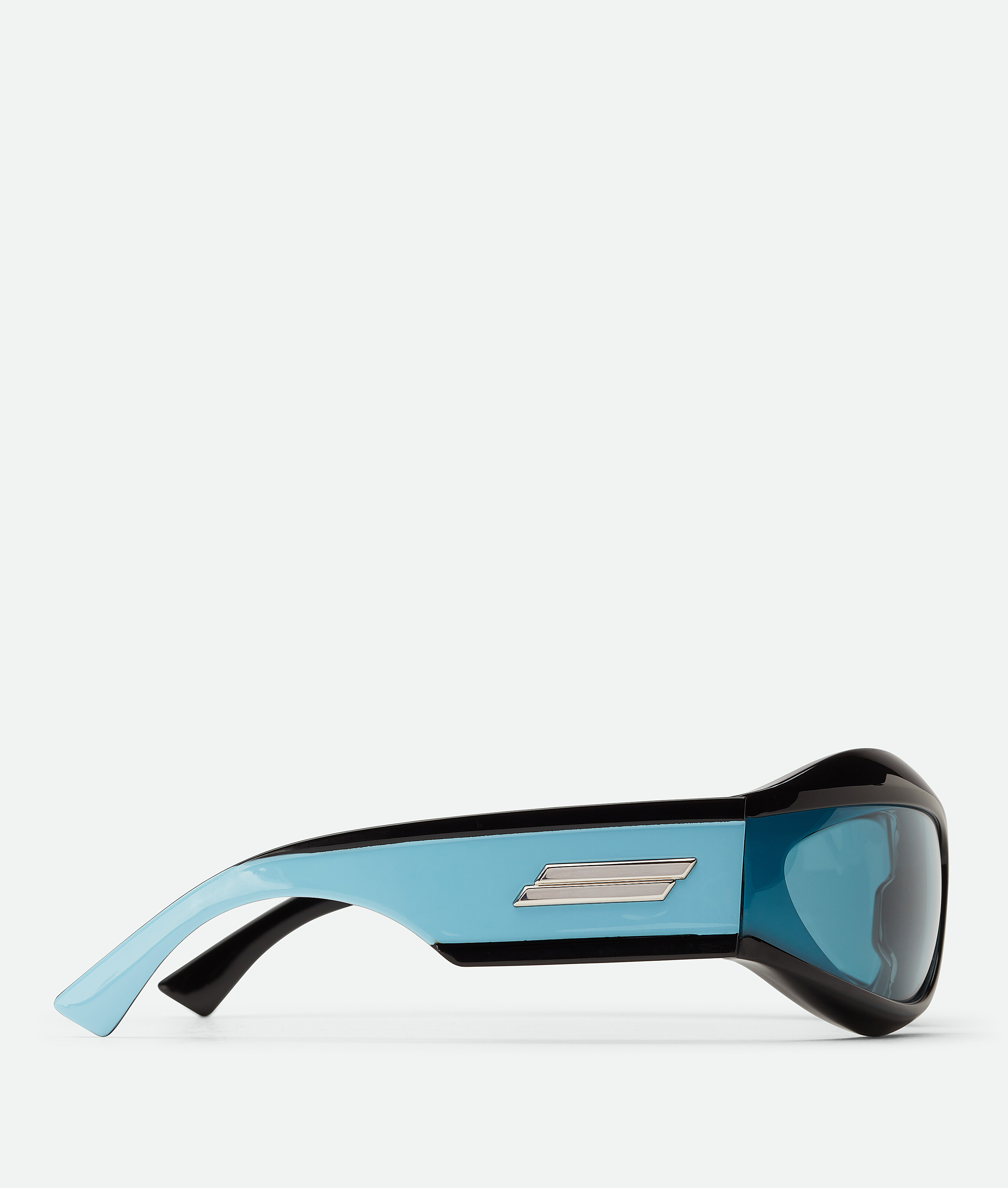 Shop Bottega Veneta Cangi Wraparound Injected Acetate Sunglasses In Blue