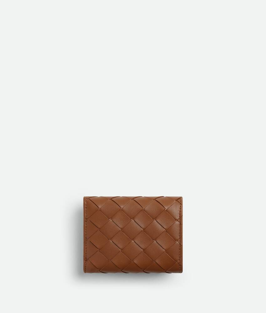 コニャック/ストローイントレチャート チェック 三つ折りウォレット| Bottega Veneta® 日本