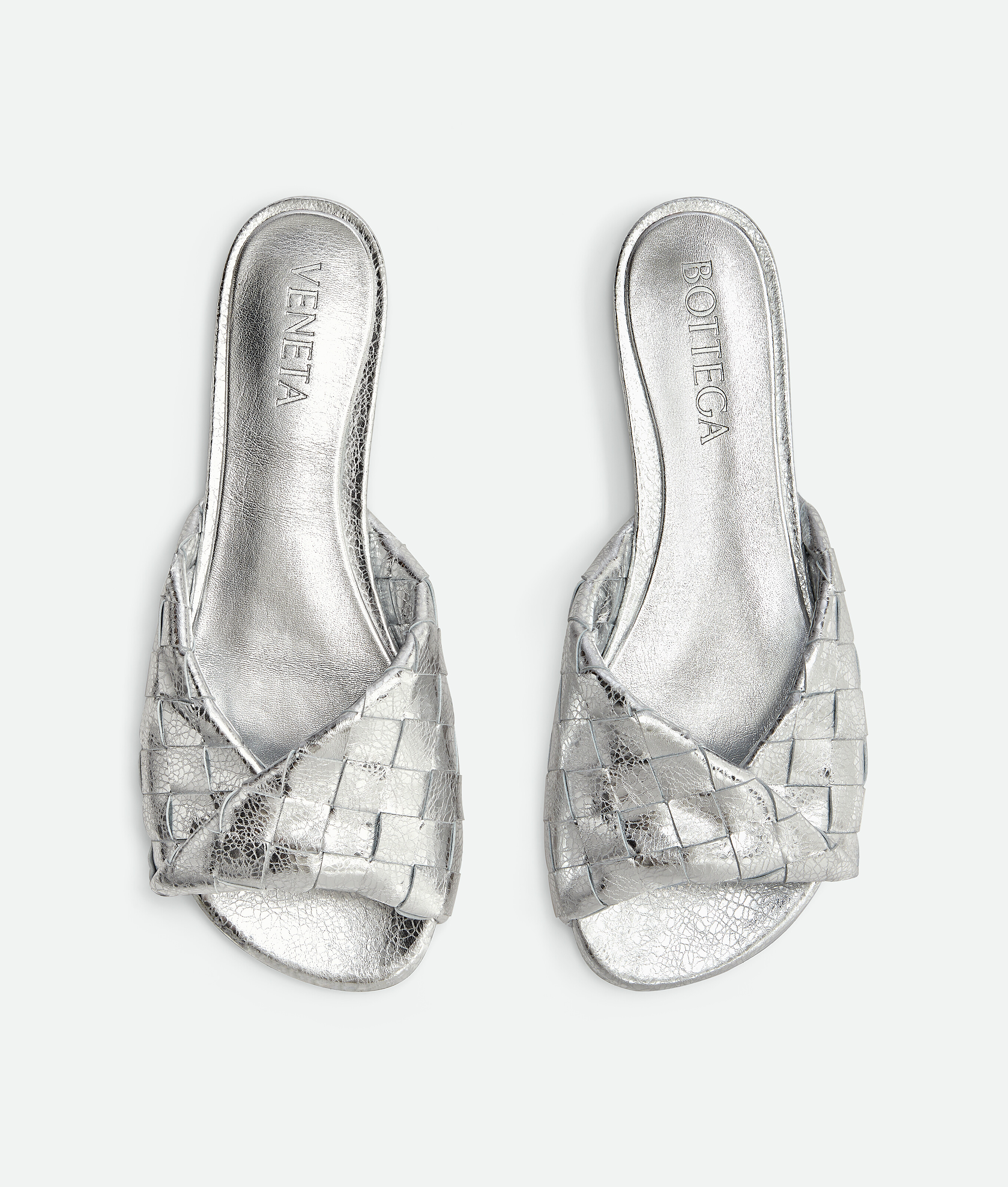 Bottega Veneta Flache Blink Mules In Silver