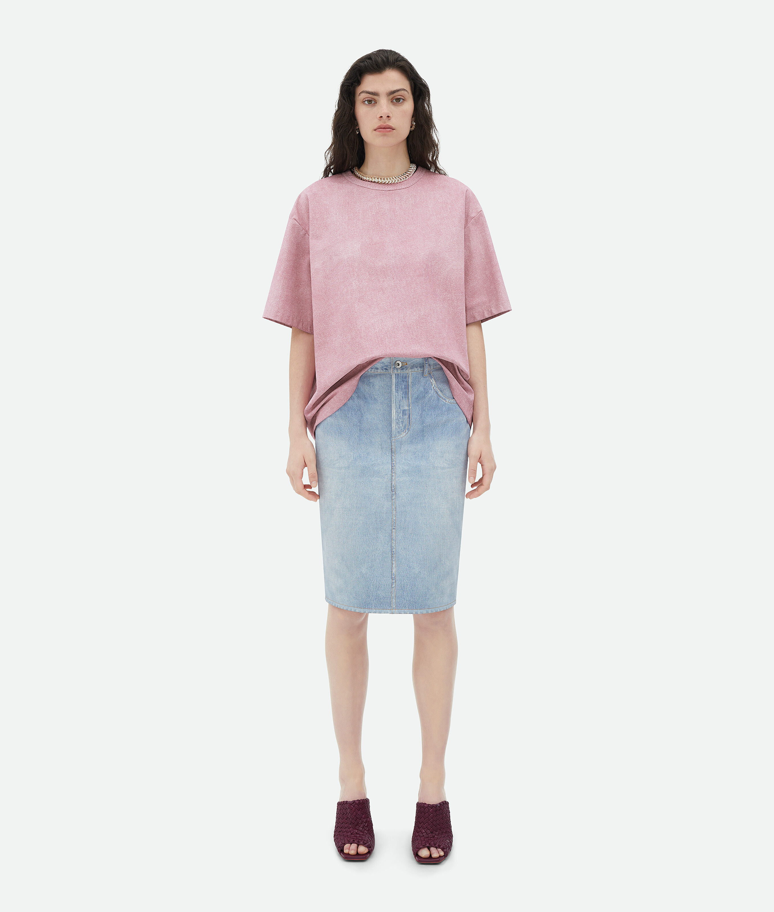 BOTTEGA VENETA PRINTED LEATHER RELAXED JERSEY T-SHIRT