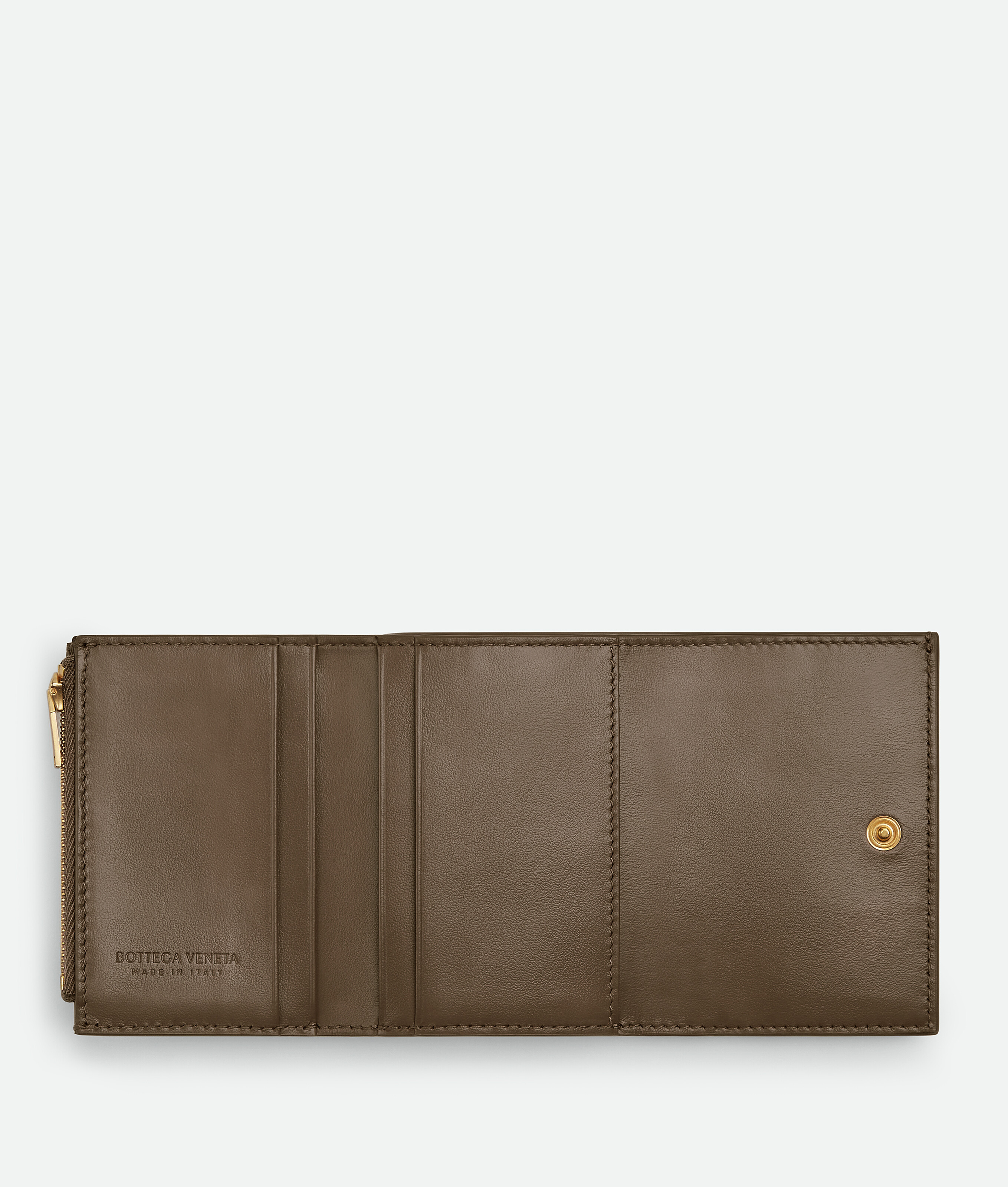 Shop Bottega Veneta Small Cassette Tri-fold Zip Wallet In Brown