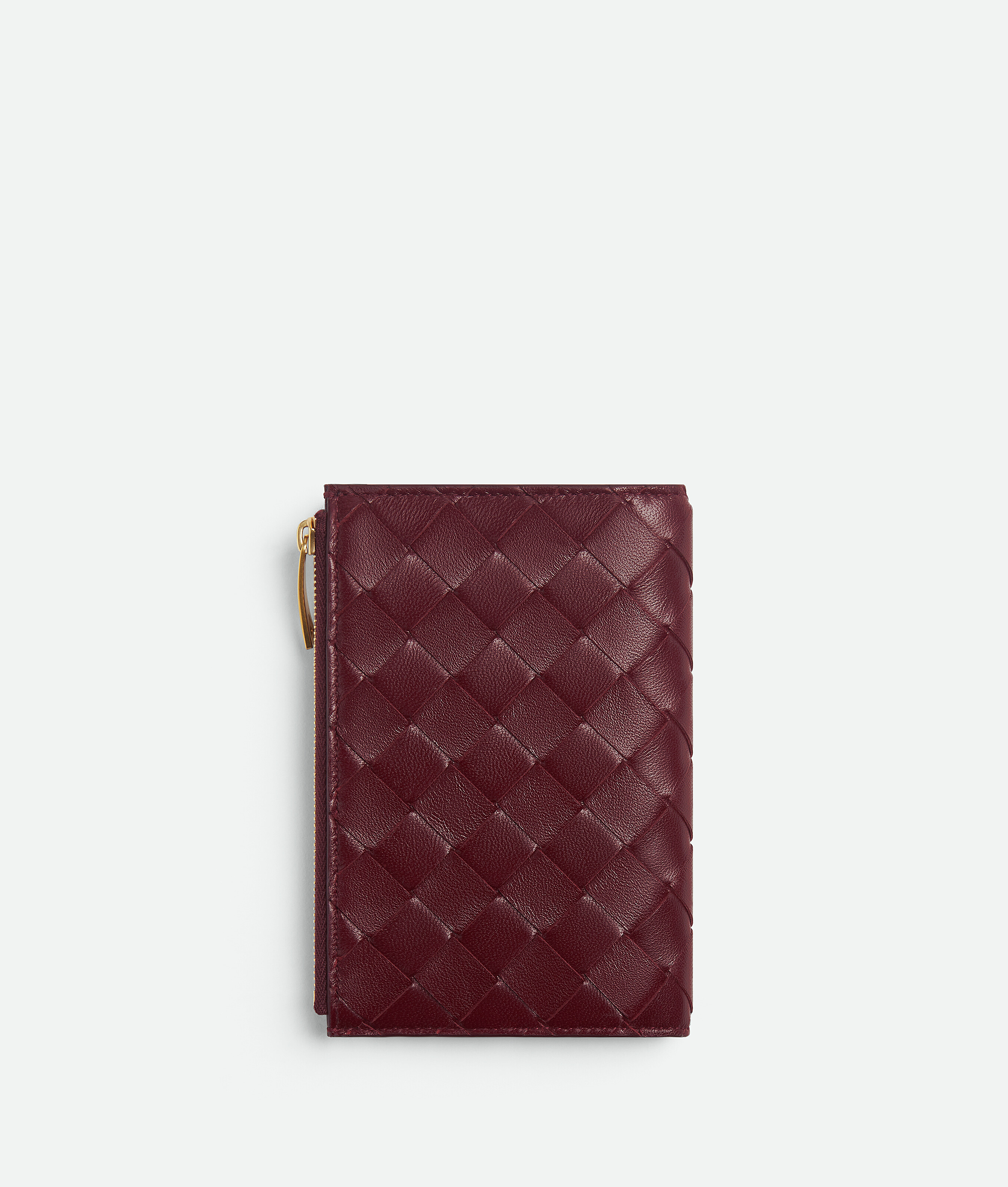 Bottega Veneta Medium Intrecciato Bi-fold Zip Wallet In Barolo