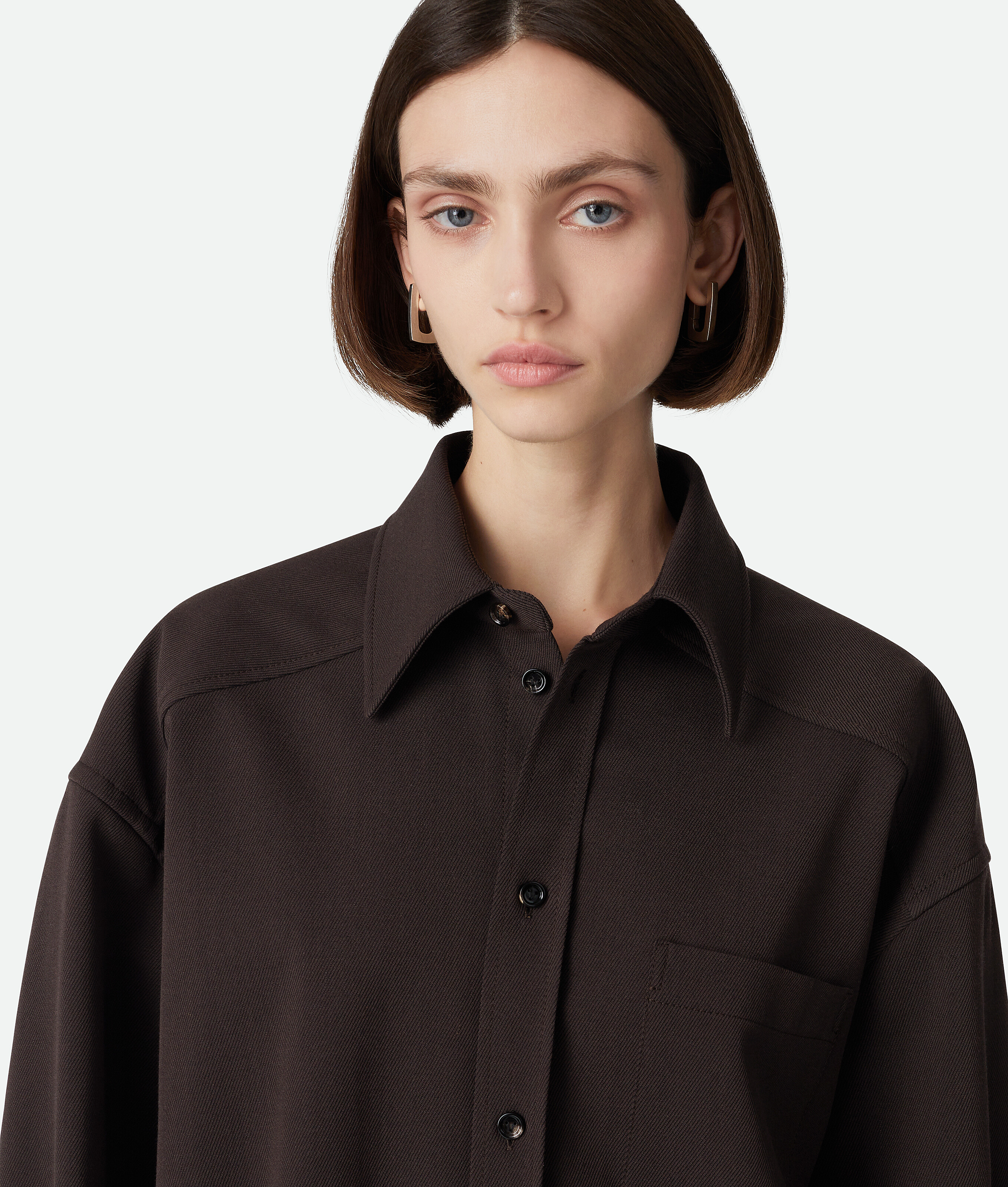 Bottega Veneta Chemise En Laine Stretch In Black