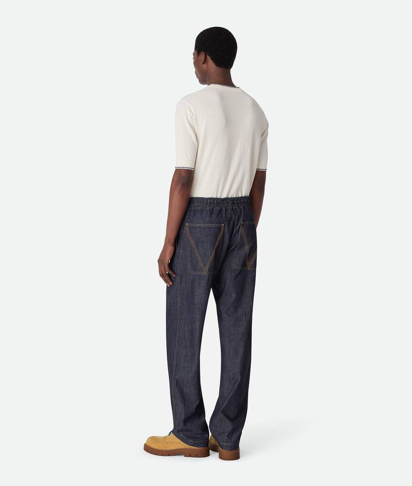 【関税込み】Bottega Veneta インディゴ ワイドレッグジーンズ ミッドブルーヴィンテージ インディゴ ストレートデニム