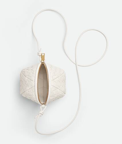 Bottega Veneta Loop Mini Intrecciato Leather Cross-body Bag In White-gold