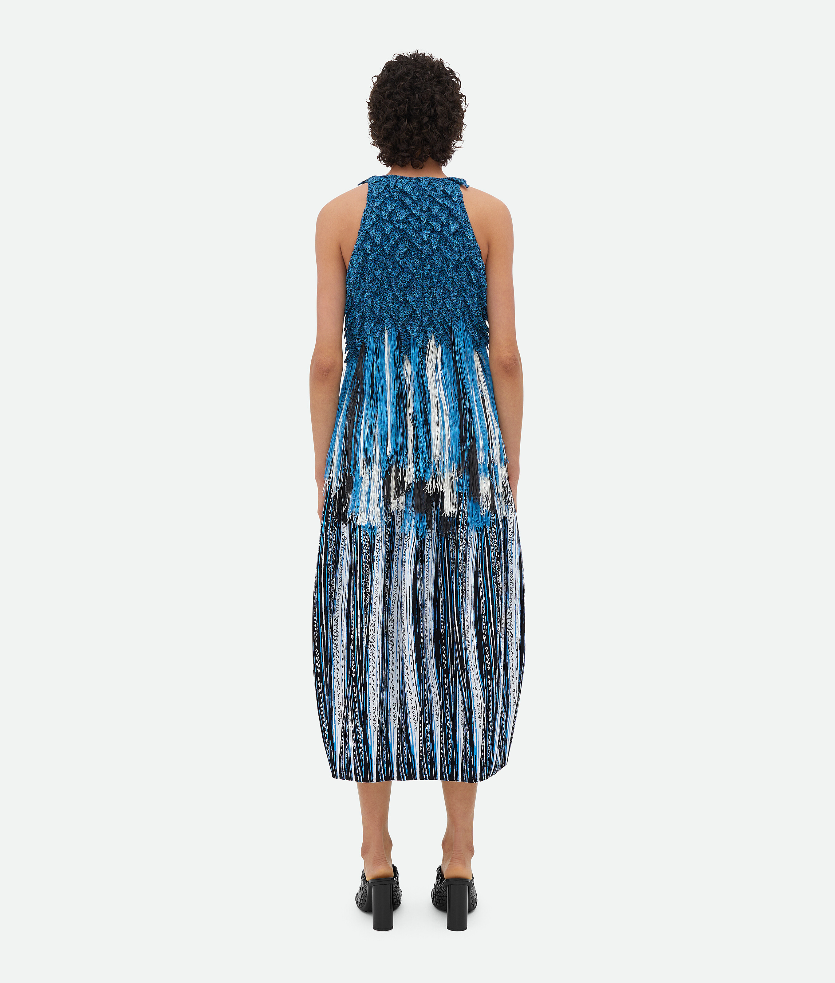 Bottega Veneta Sleeveless Fringe Empire-waist Textured Knit Top In Multicolor