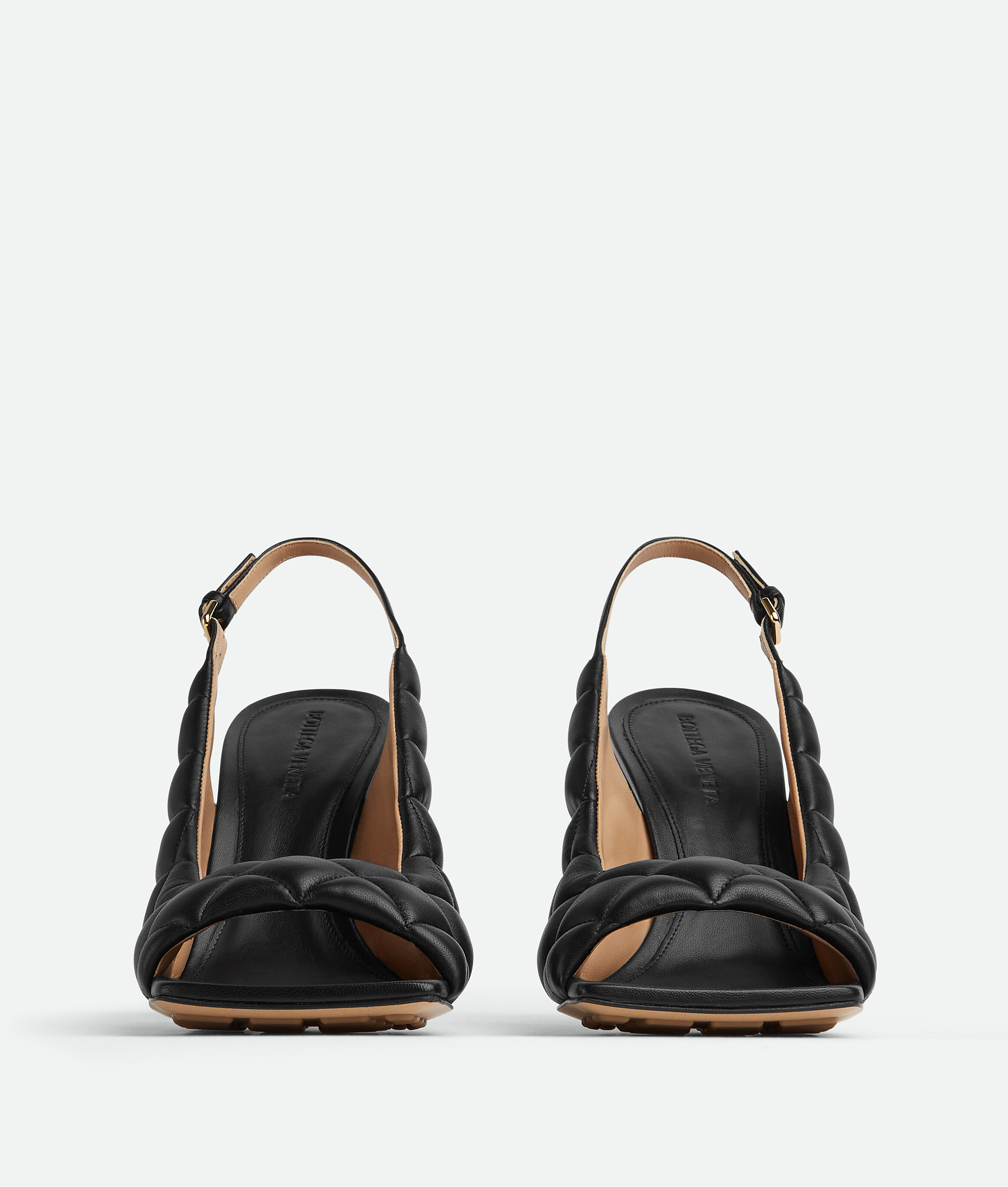 Shop Bottega Veneta Padded Slingback-sandale In Black