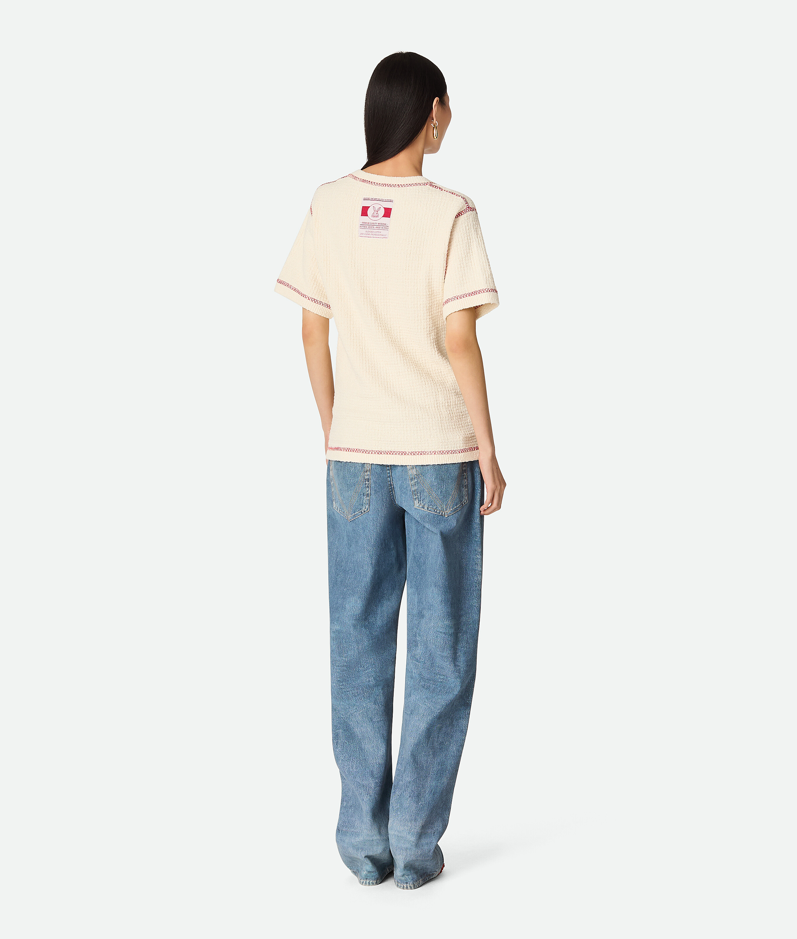 Bottega Veneta Baumwoll-t-shirt Mit Wabenmuster In Chalk