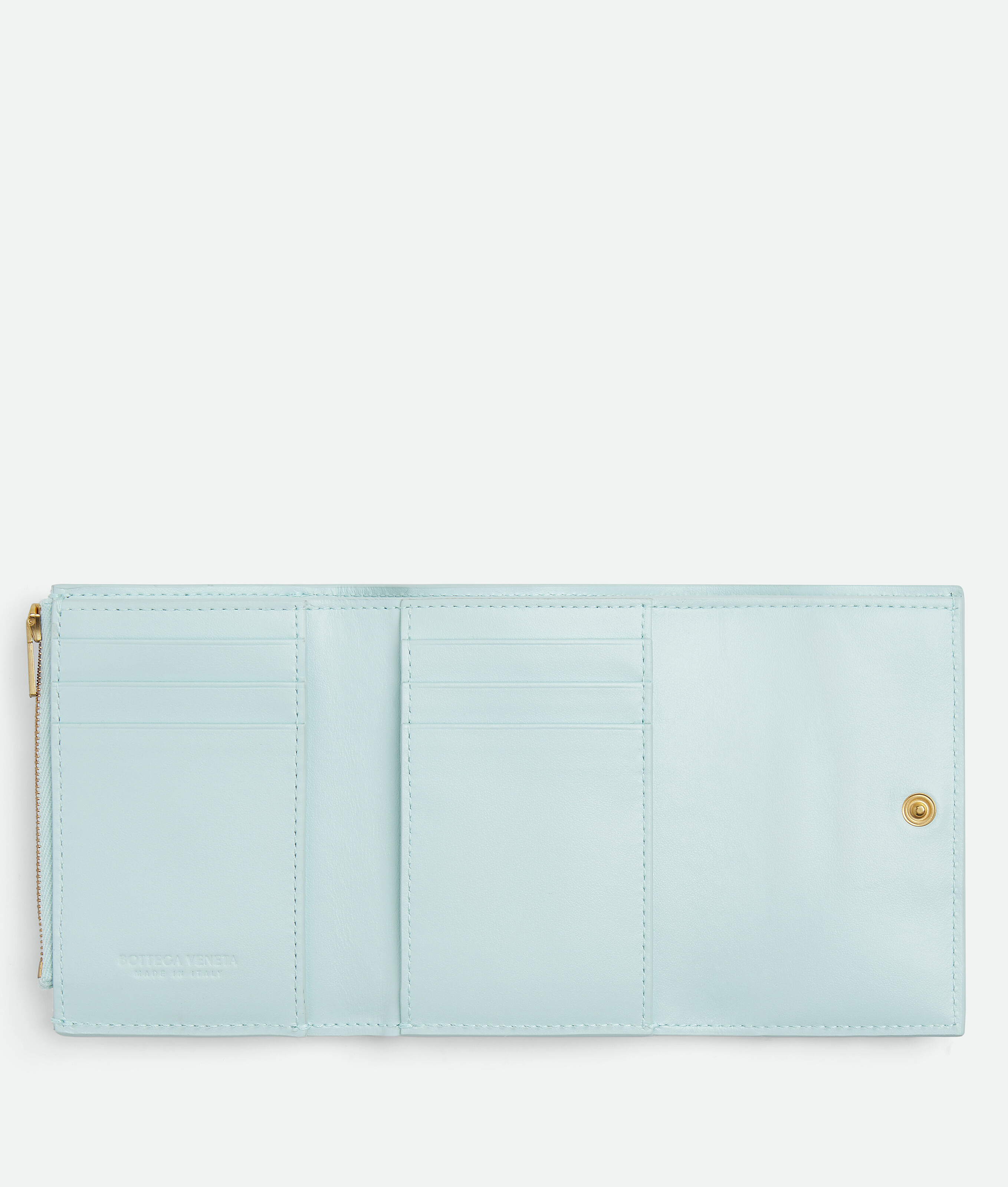 Shop Bottega Veneta Cassette Tri-fold Zip Wallet In Blue