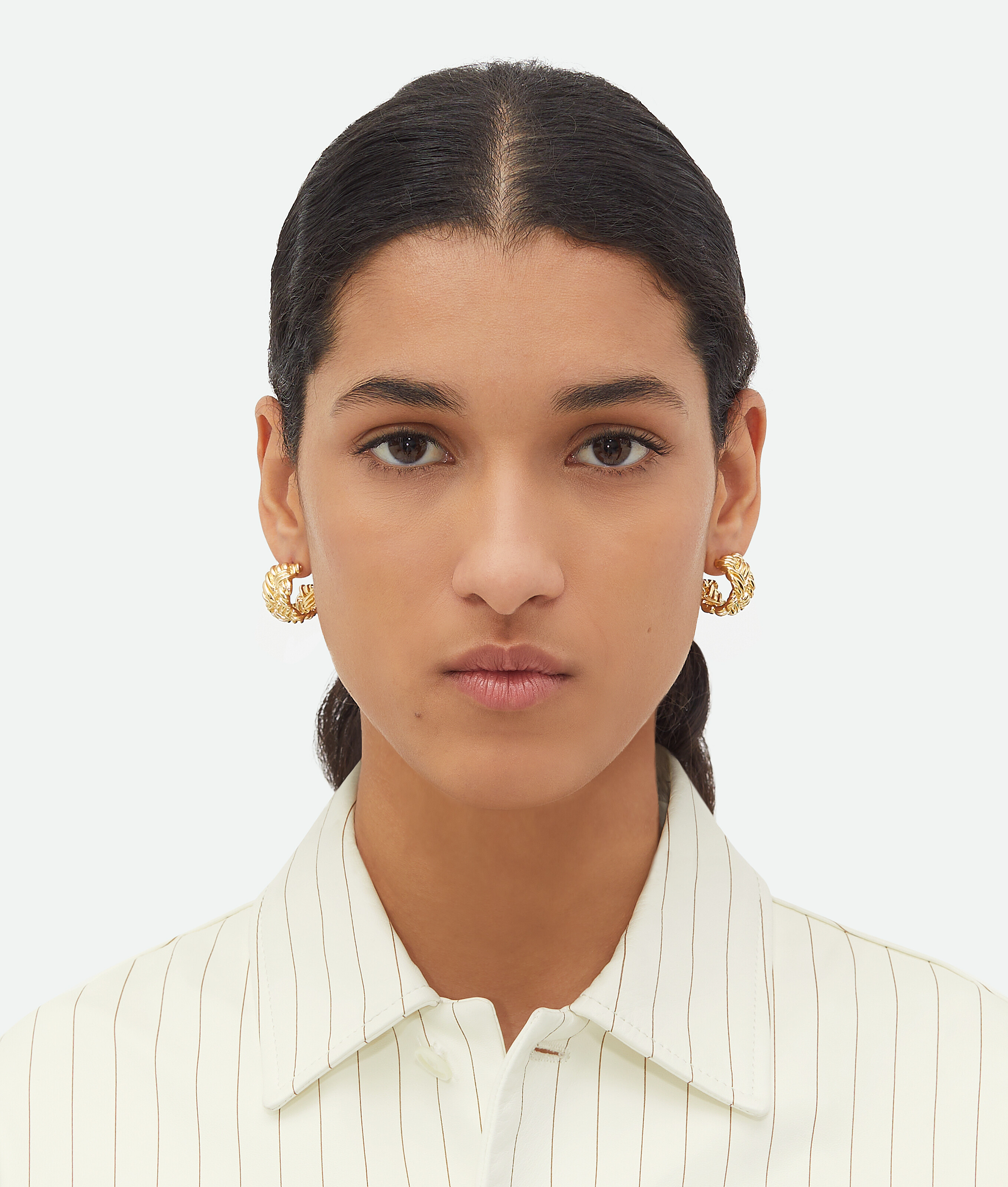 Bottega Veneta Intreccio Large Earrings - Yellow Gold - Woman