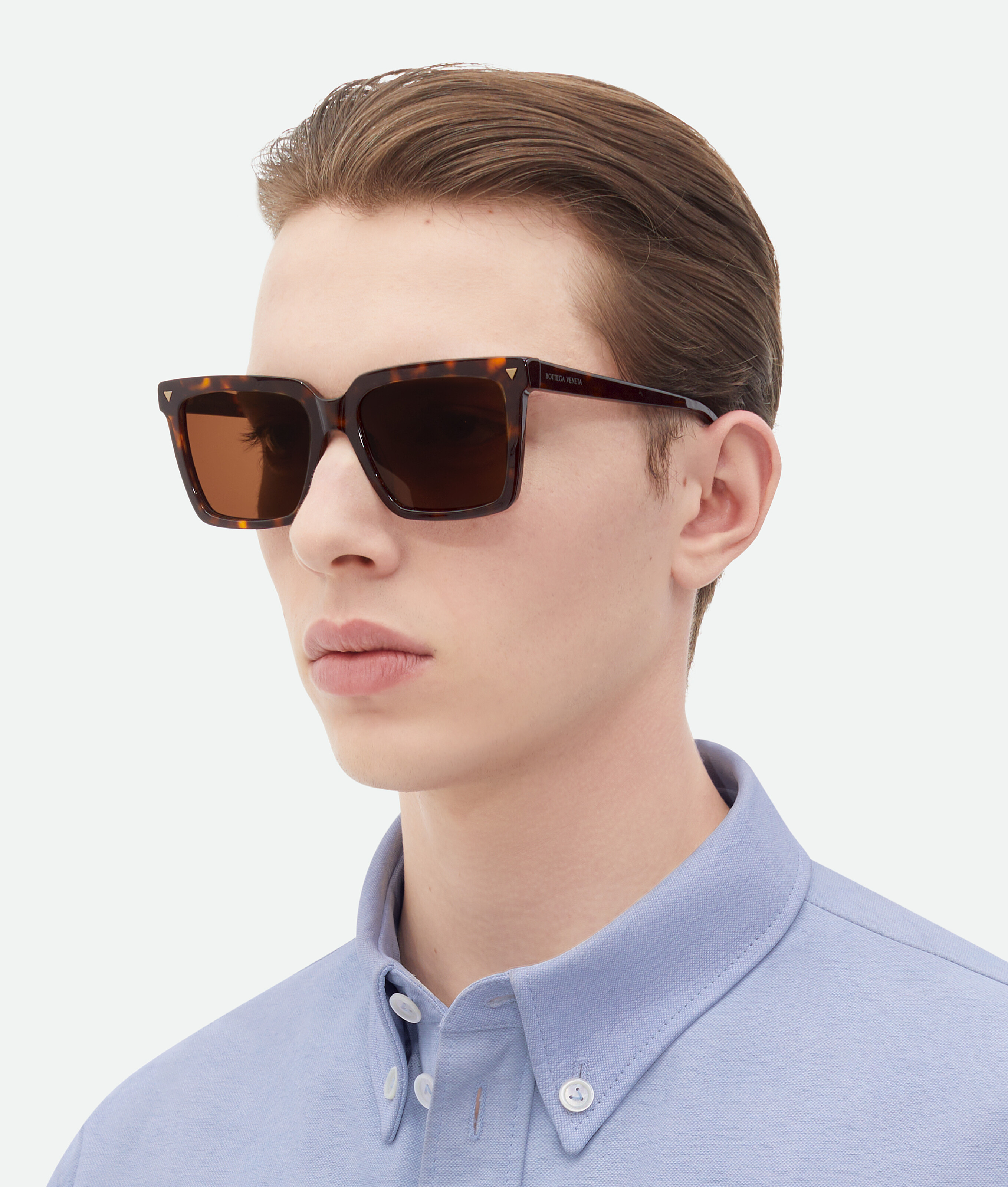 Bottega Veneta Soft Recycled Acetate Square Sunglasses In Brown