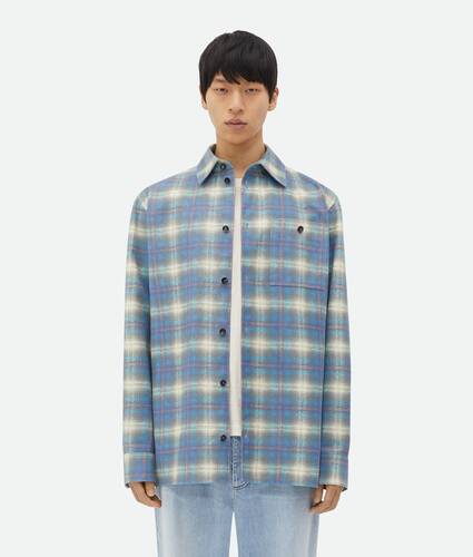 Display a large version of the product image 1 - Relaxed Fit Flannel-Printed Leather Shirt