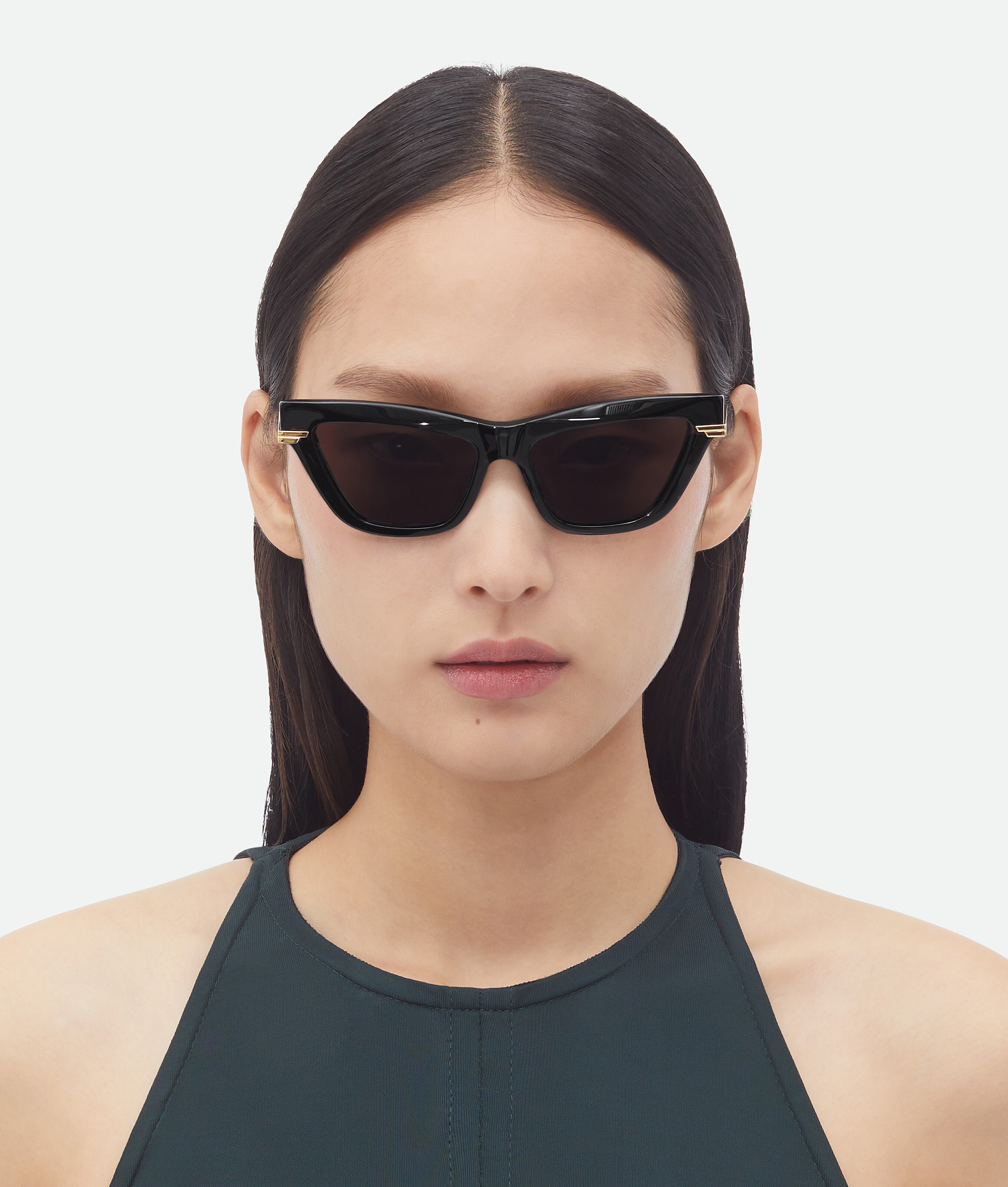 Shop Bottega Veneta Classic Acetate Cat Eye Sunglasses In Black