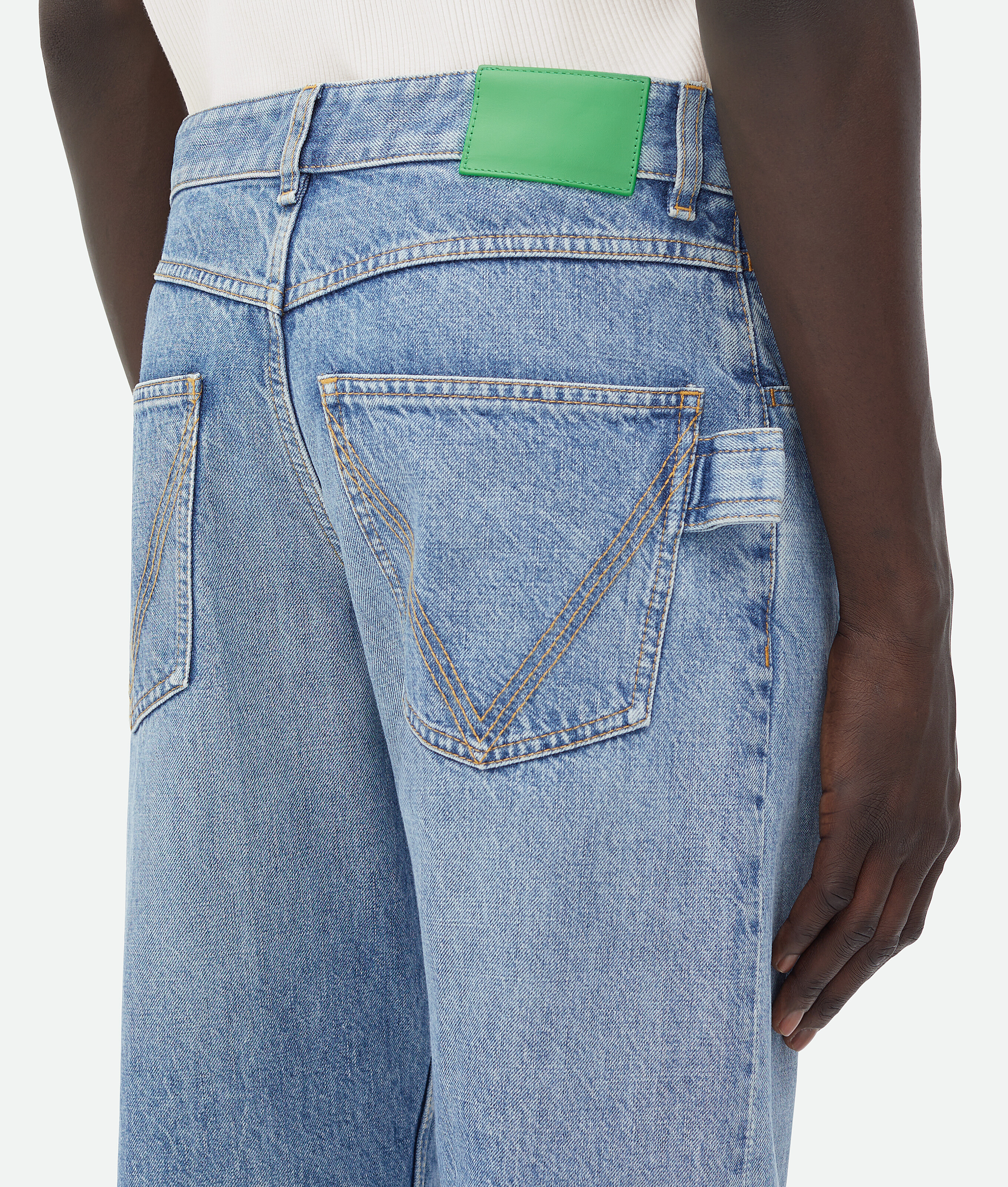 Bottega Veneta Straight Denim Pants With Contrast Stitching In Blue