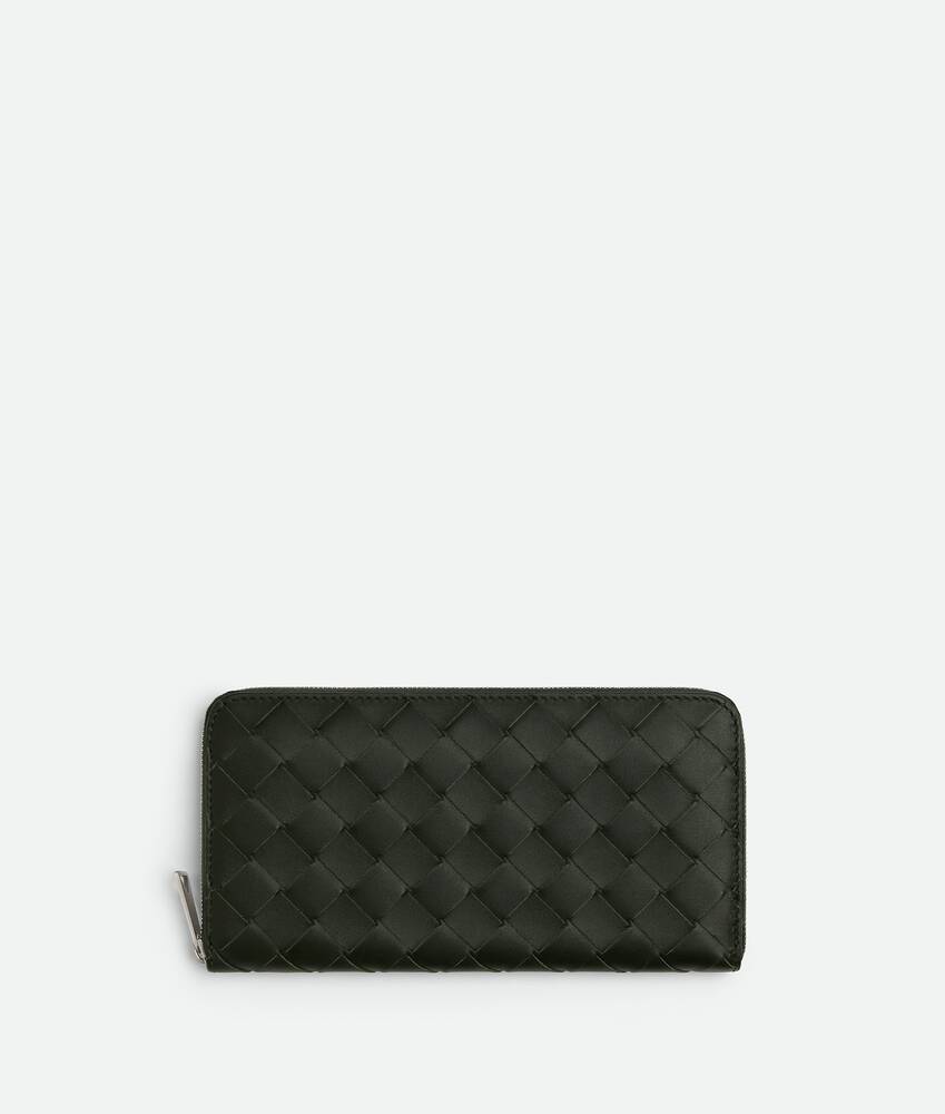 Bottega Veneta® Men's Intrecciato Zip Around Wallet in Dark green