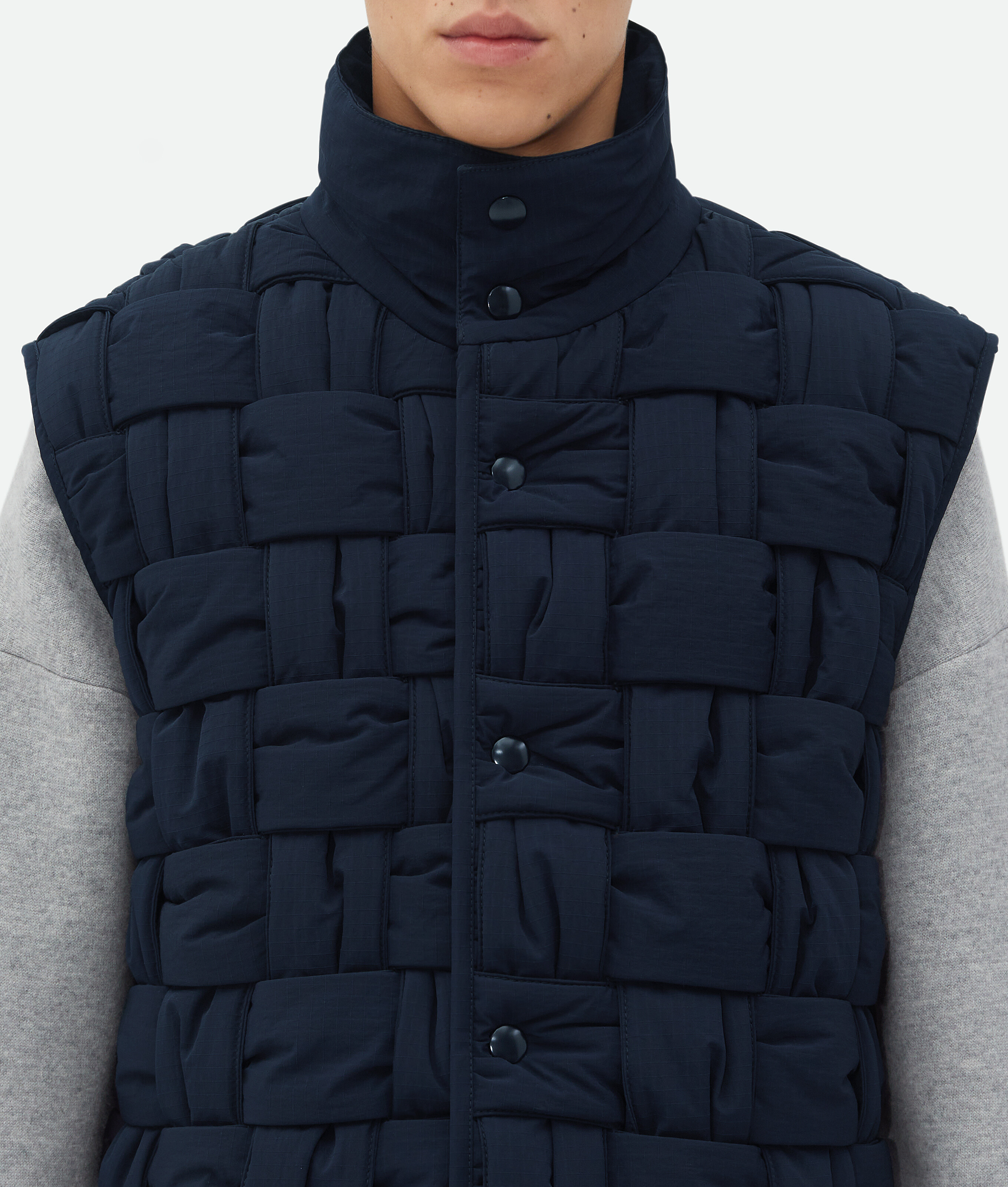 Bottega Veneta Intrecciato Ripstop Vest In Blue