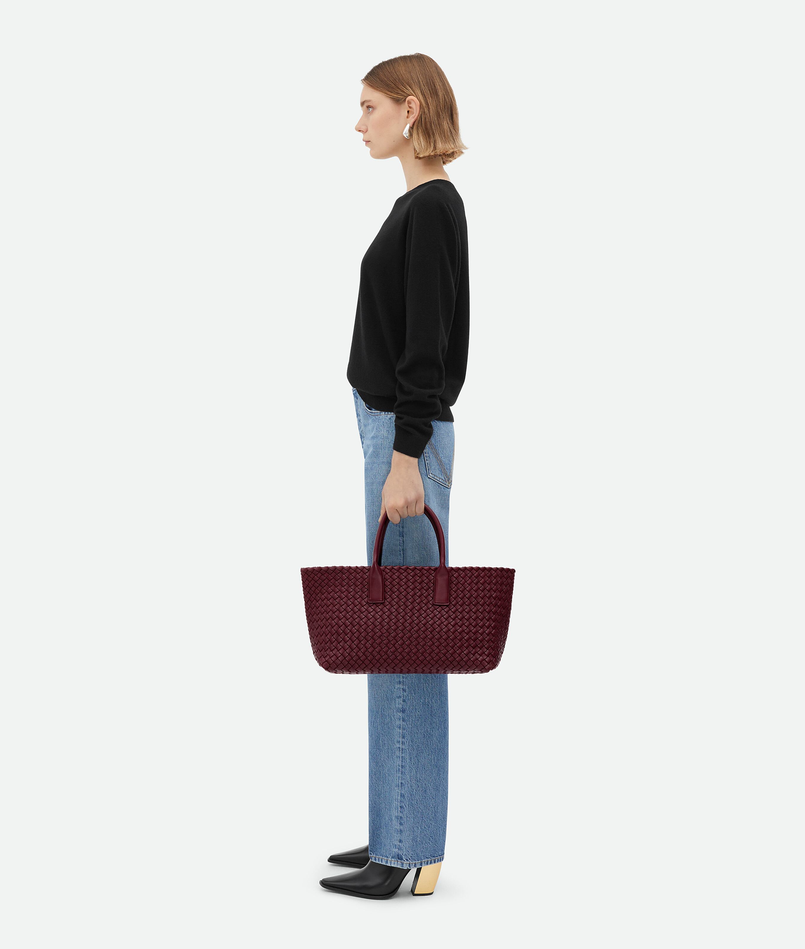 Shop Bottega Veneta Small Cabat In Bordeaux