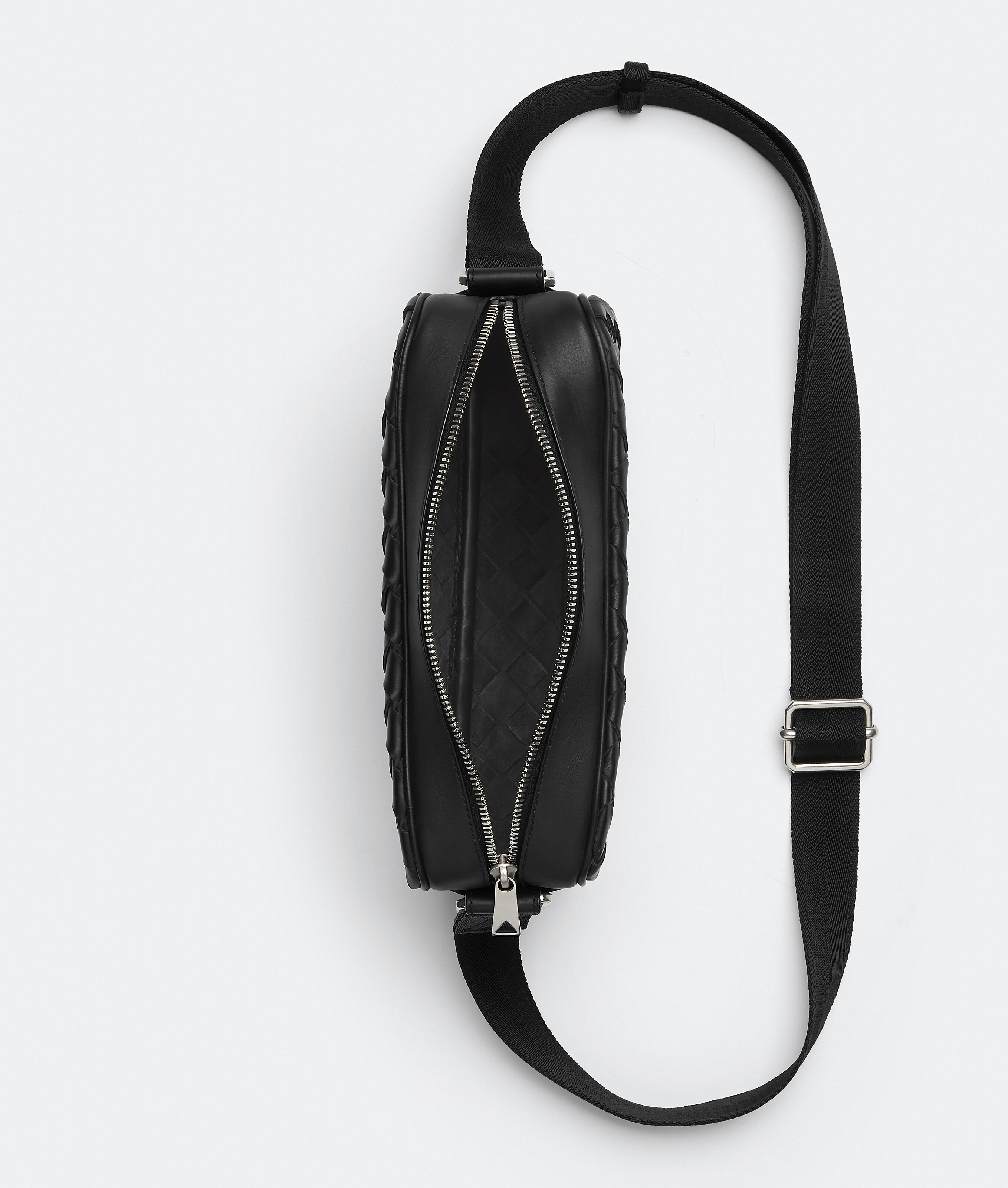 Shop Bottega Veneta Small Intrecciato Camera Bag In Black