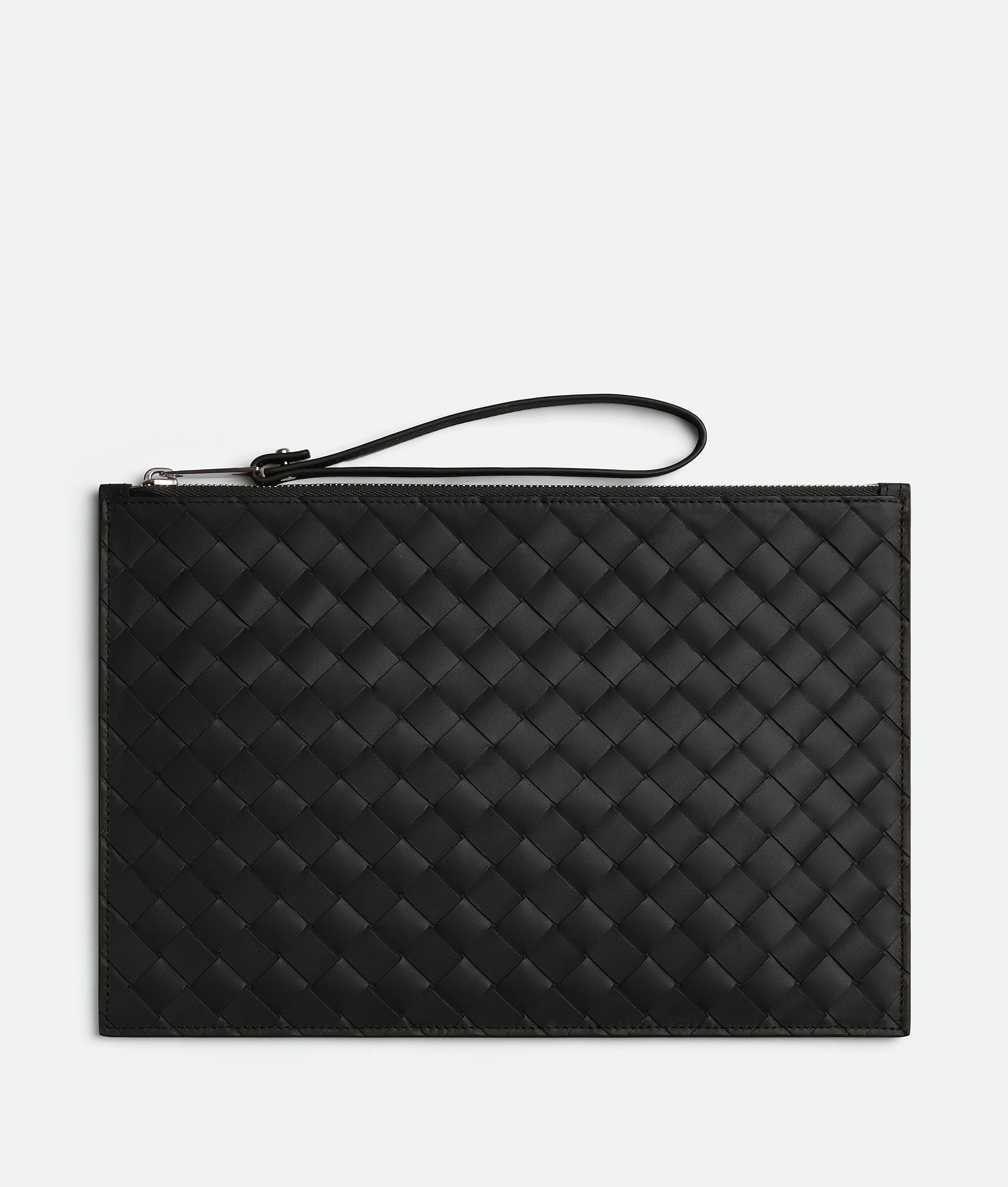 Bottega Veneta Medium Leather Pouch Handbag In Black