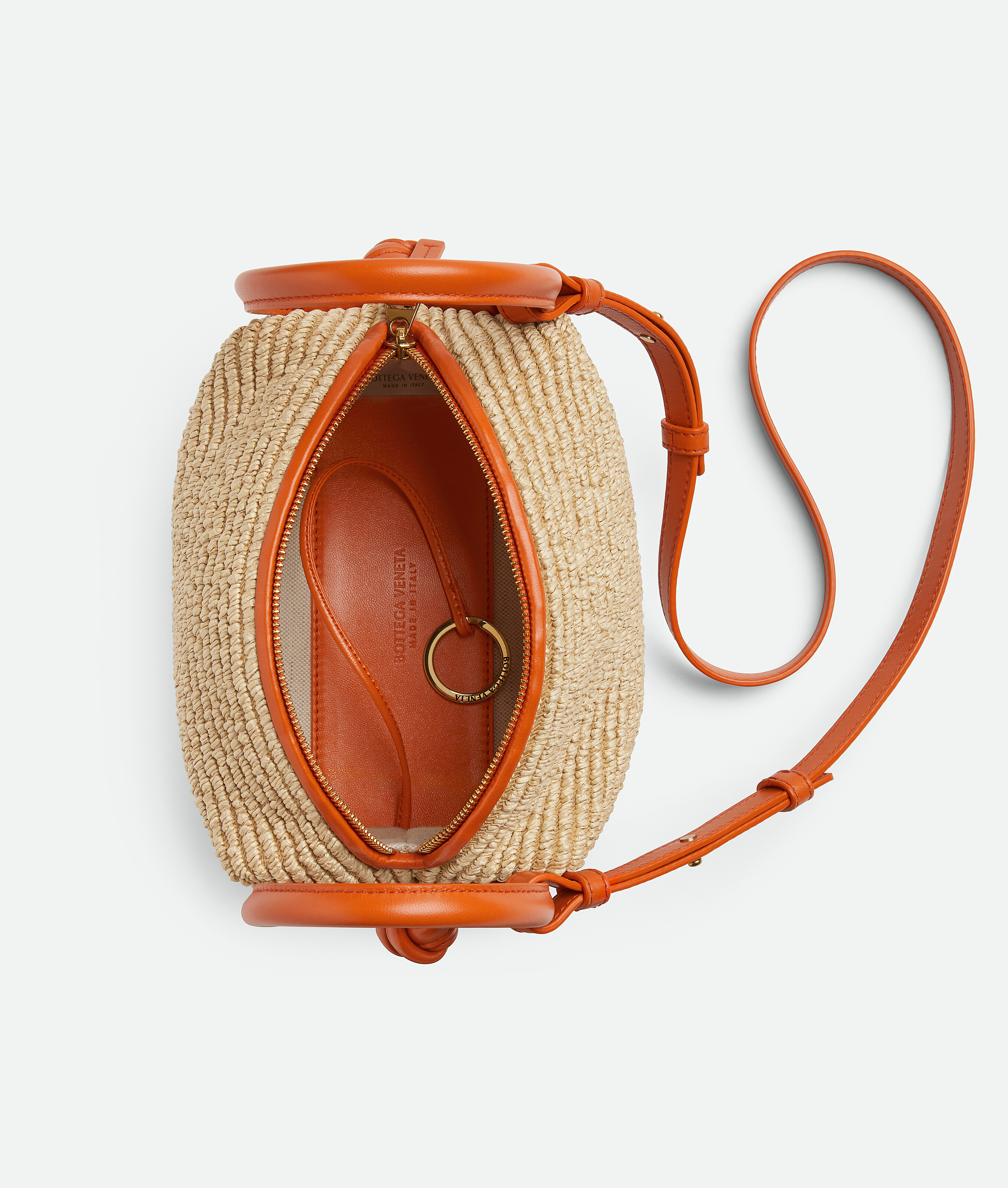 Bottega Veneta Loop Top Handle In Natural/burned Orange