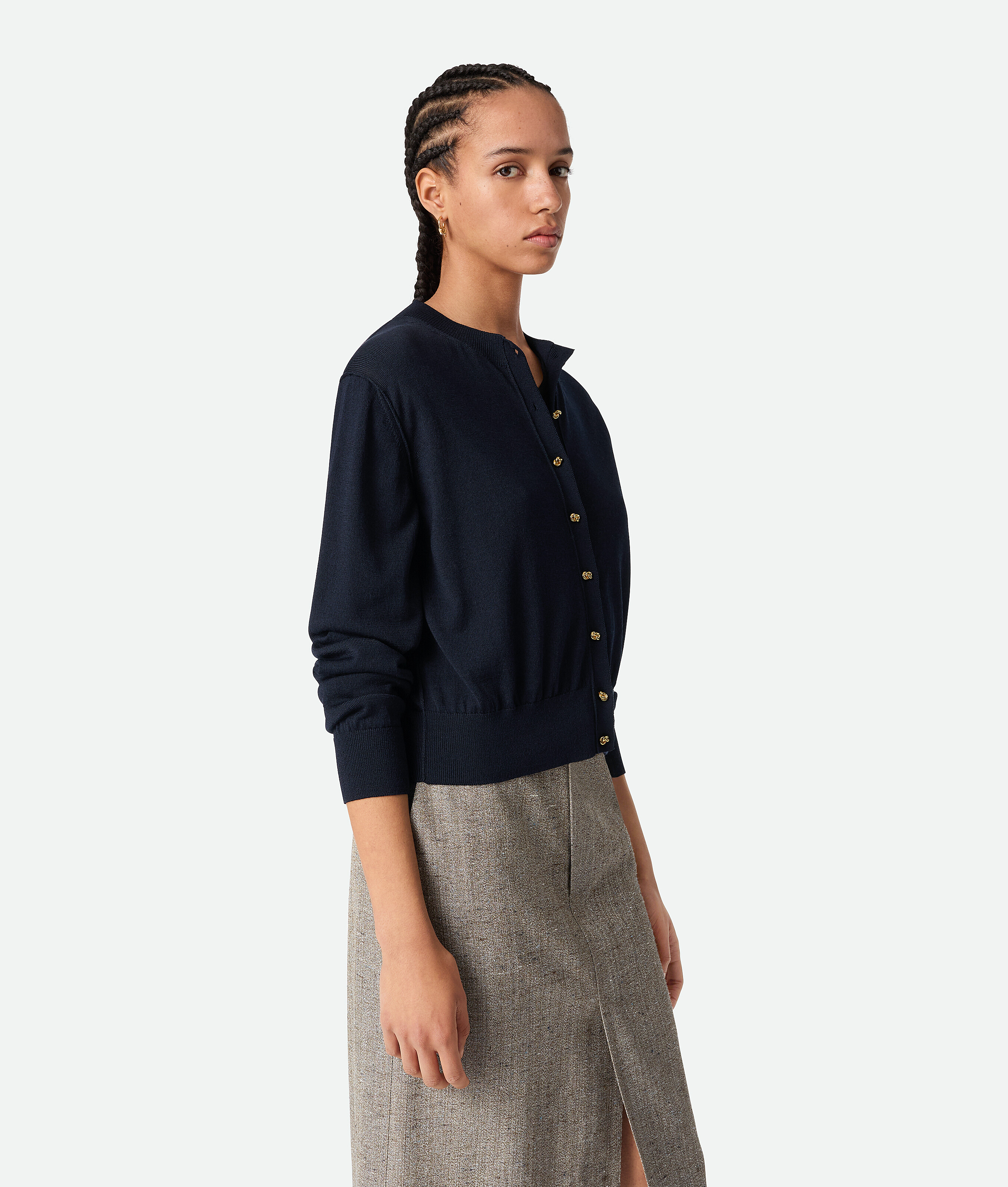 Bottega Veneta Twin-set In Misto Cotone Blu Notte  Donna