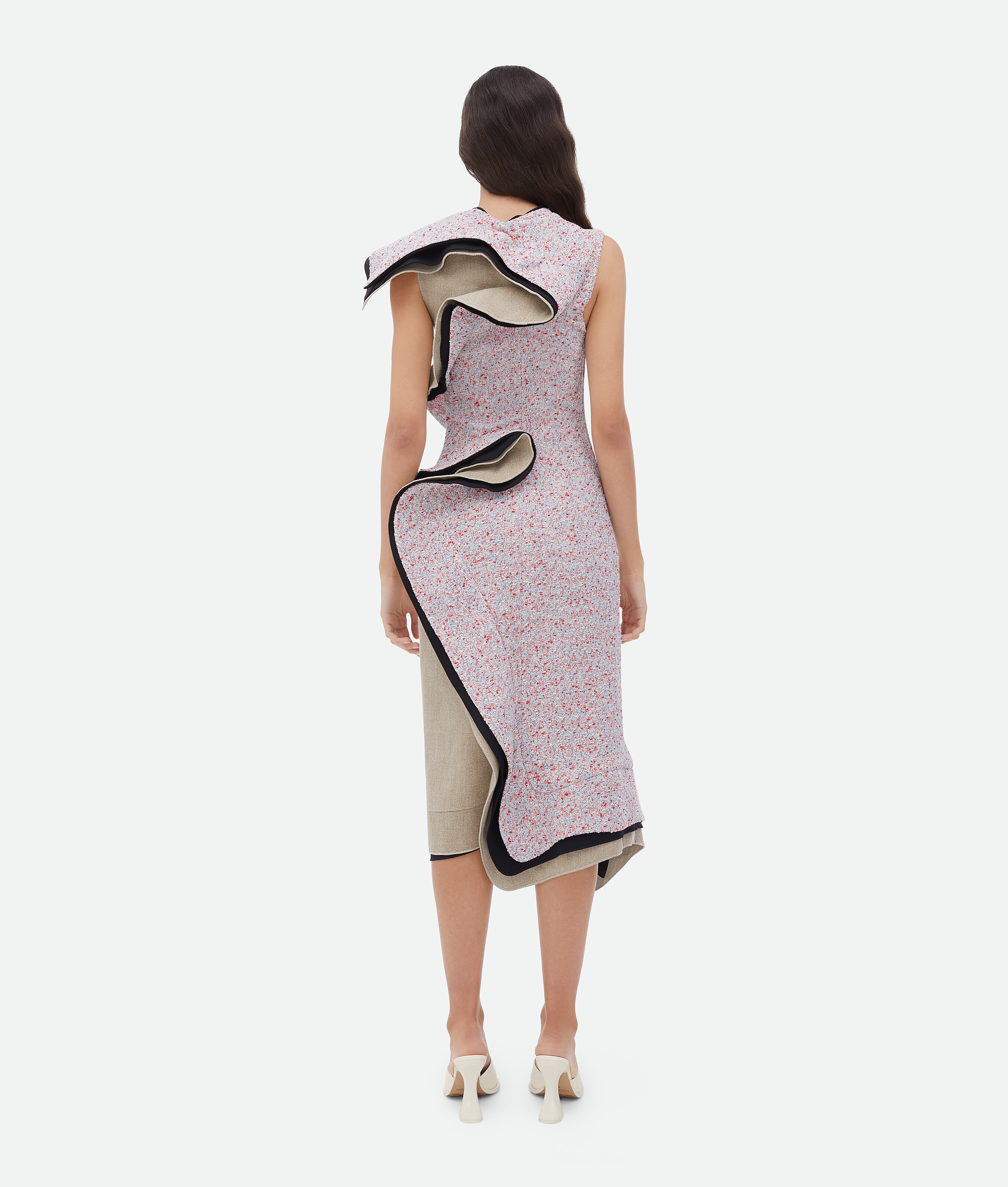 Bottega Veneta Textured Terrazzo Cotton Ruffle Dress In White