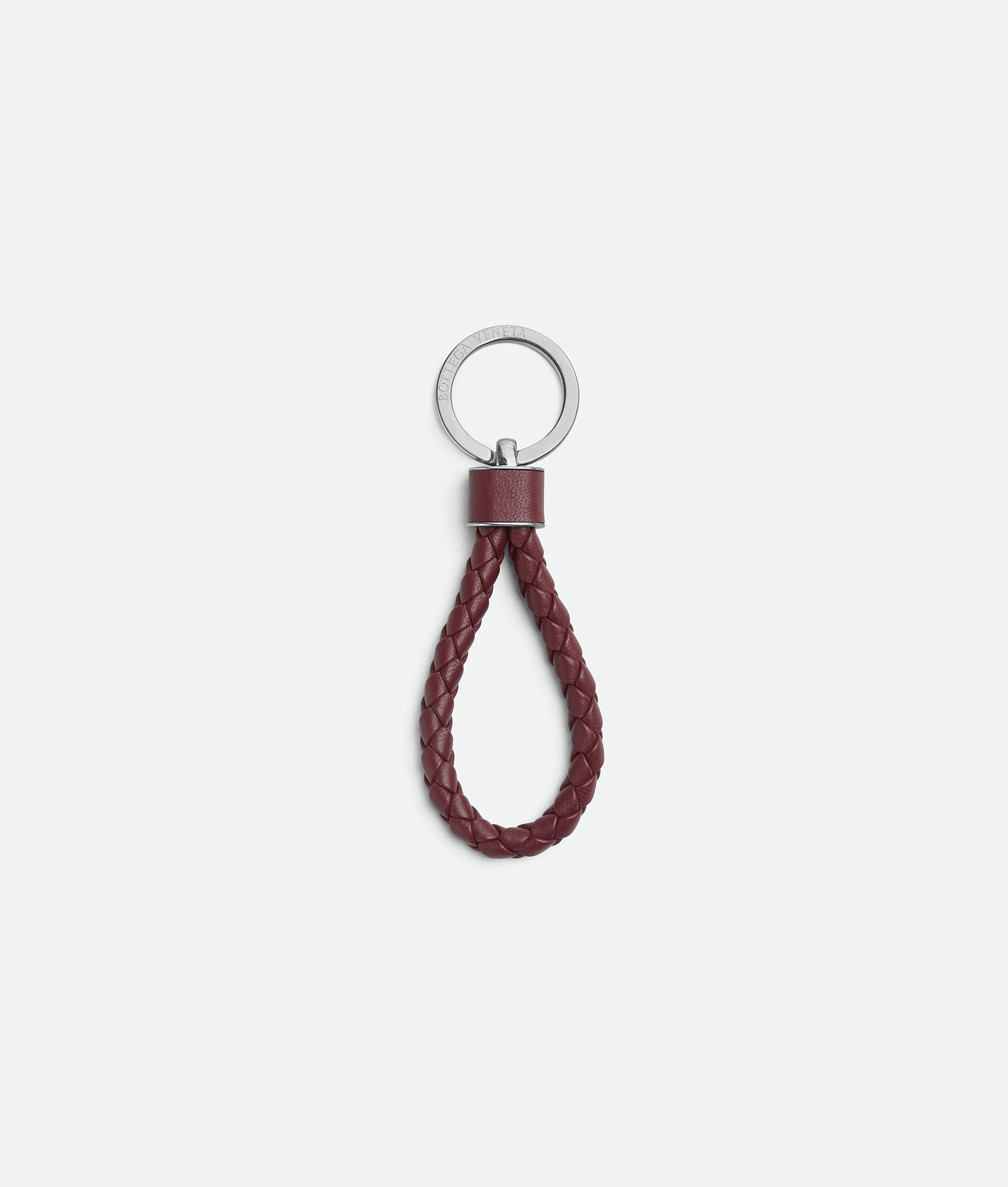 Bottega Veneta Intreccio Key Ring In Bordeaux