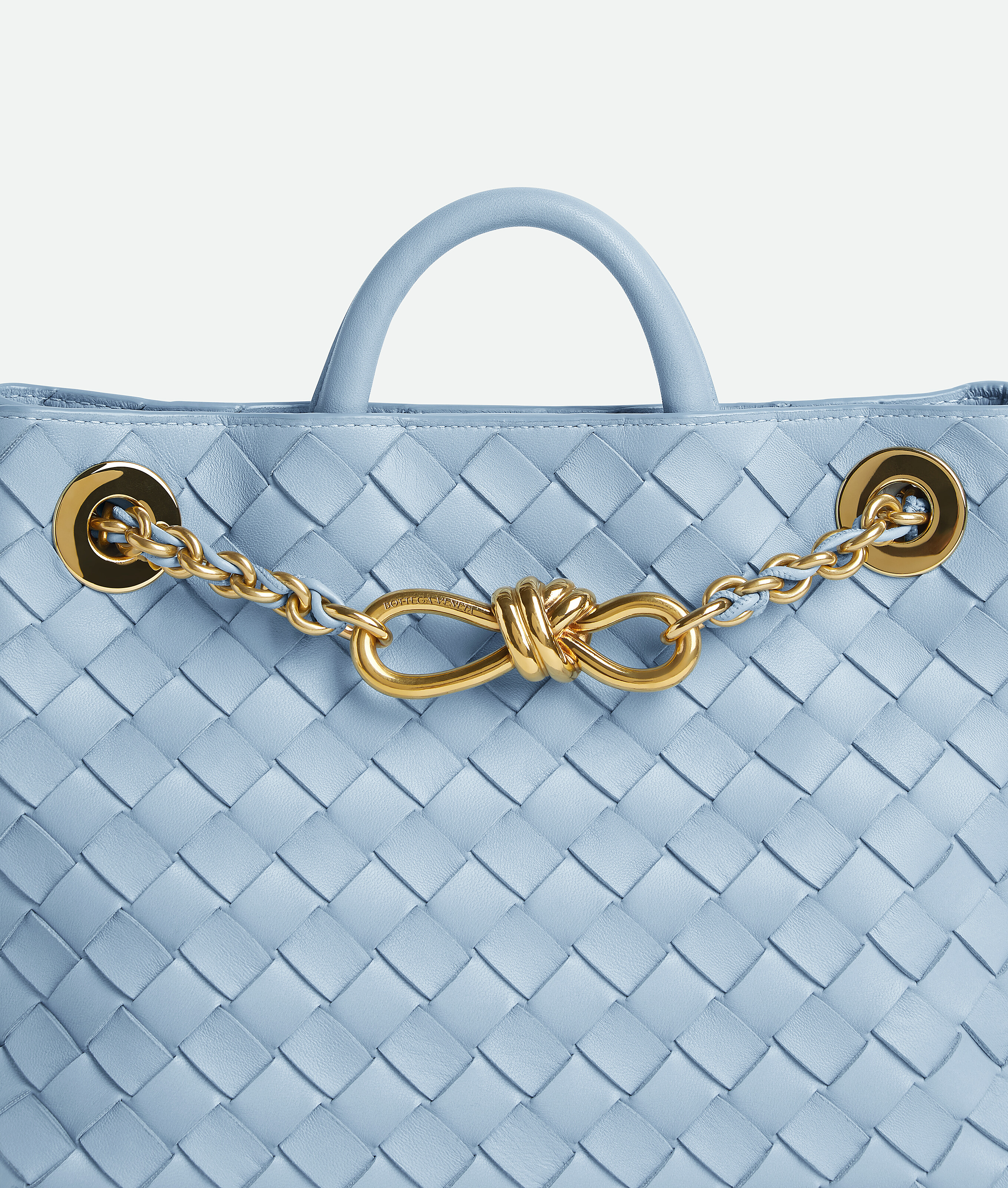 Bottega Veneta Small Andiamo With Chain In Blue