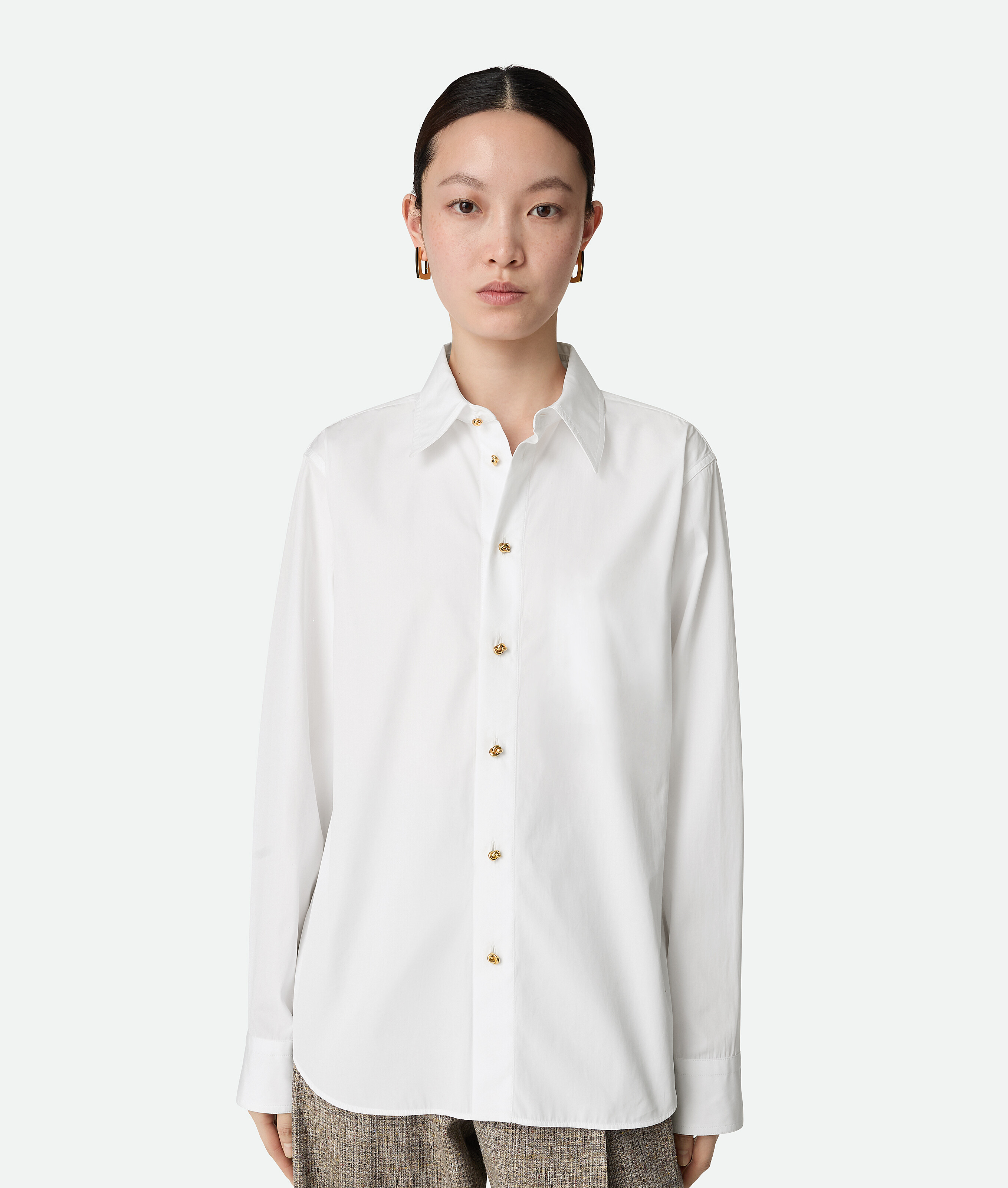 Bottega Veneta Camicia In Popeline Di Cotone - Bianco - Donna - 44 - Cotone