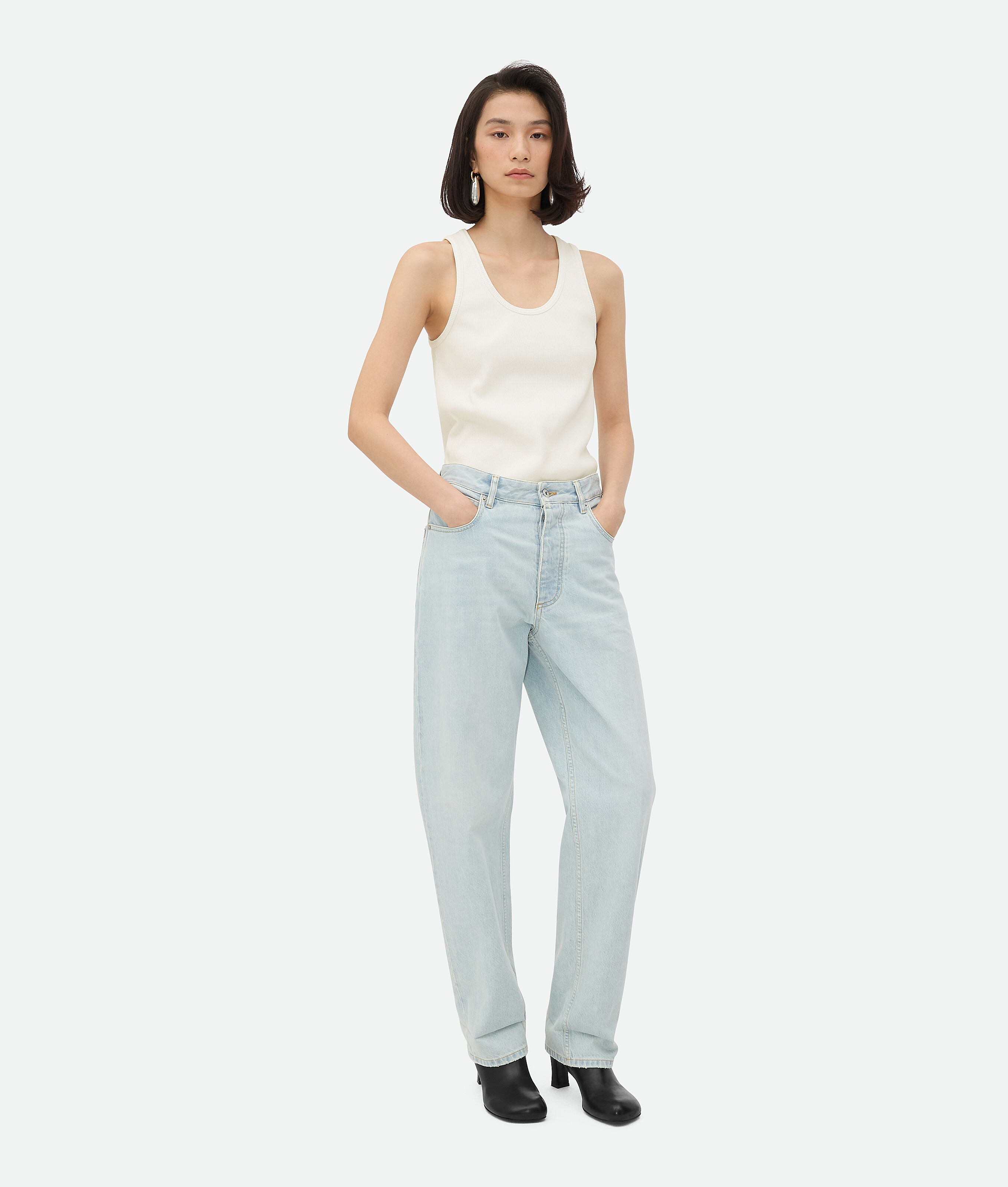 Bottega Veneta Extra Bleached Turned Up Jeans In Light Blue