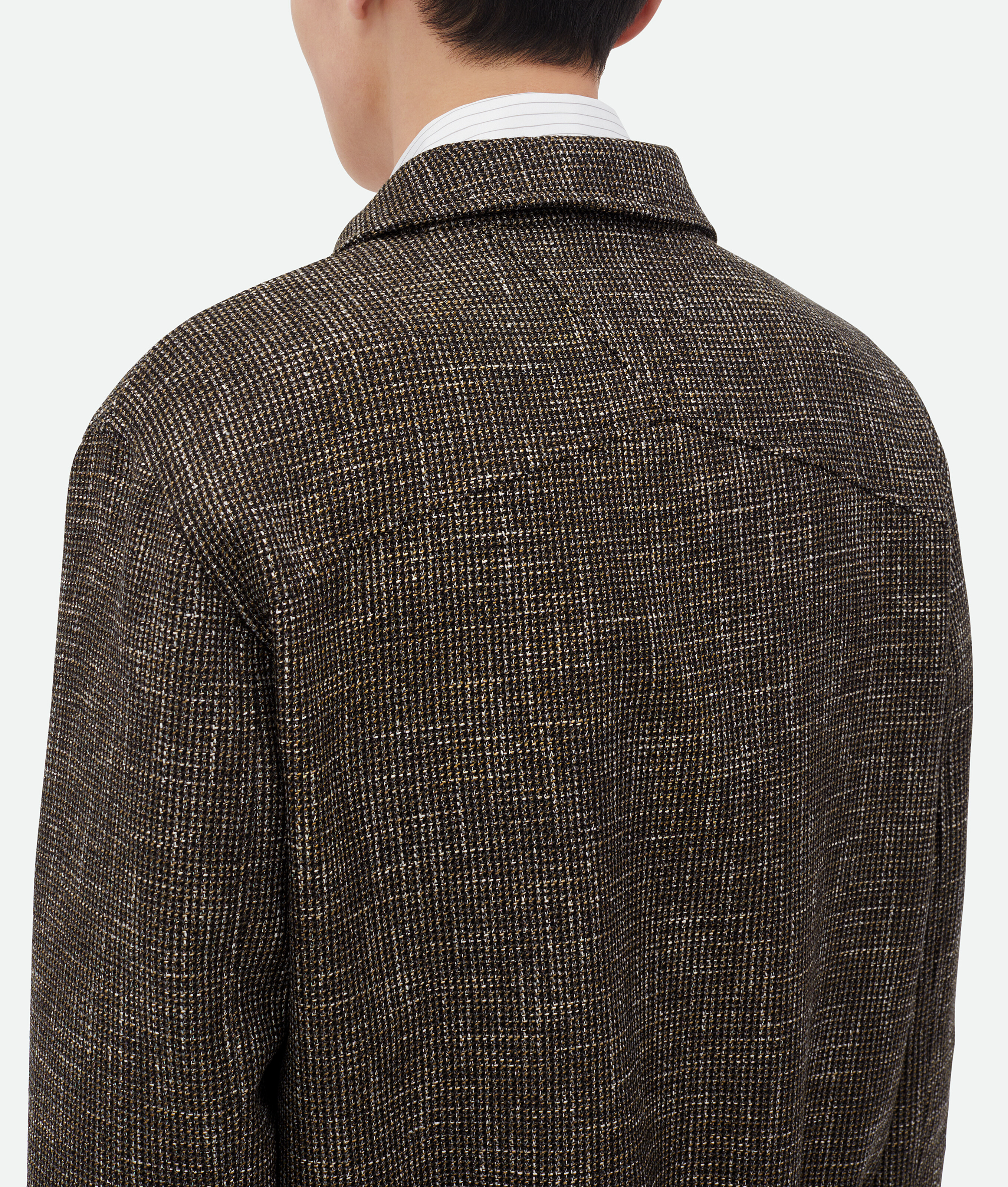 Shop Bottega Veneta Blouson En Laine Et Coton Pied De Poule In Black/charcoal/camel