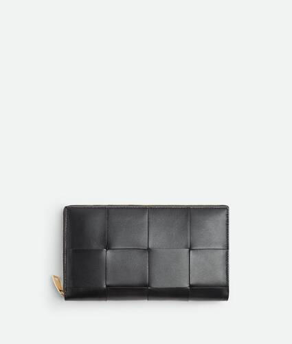 ブラックカセット マネークリップ付き二つ折りウォレット| Bottega 