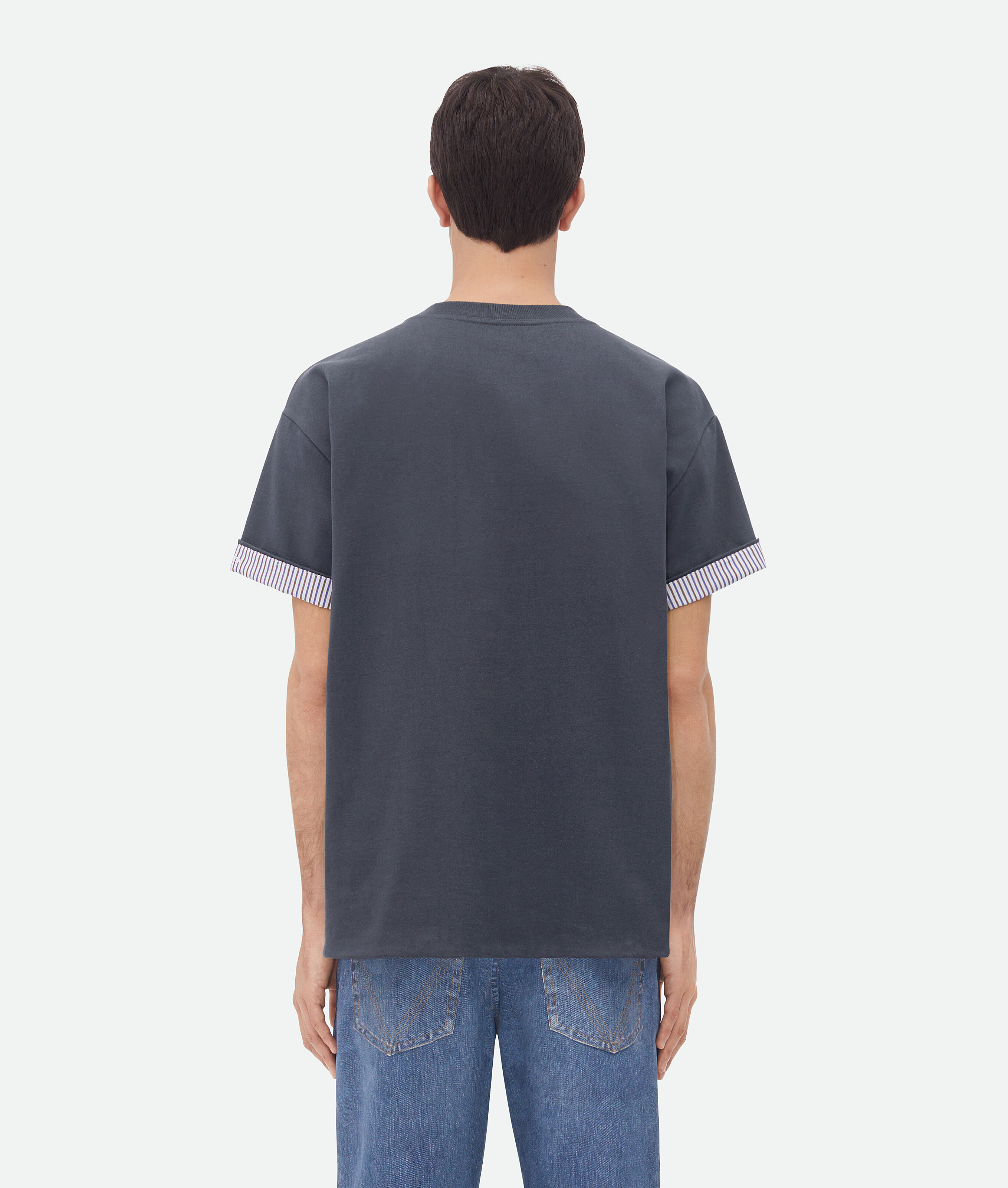Shop Bottega Veneta Double Layer Striped Cotton T-shirt In Grey