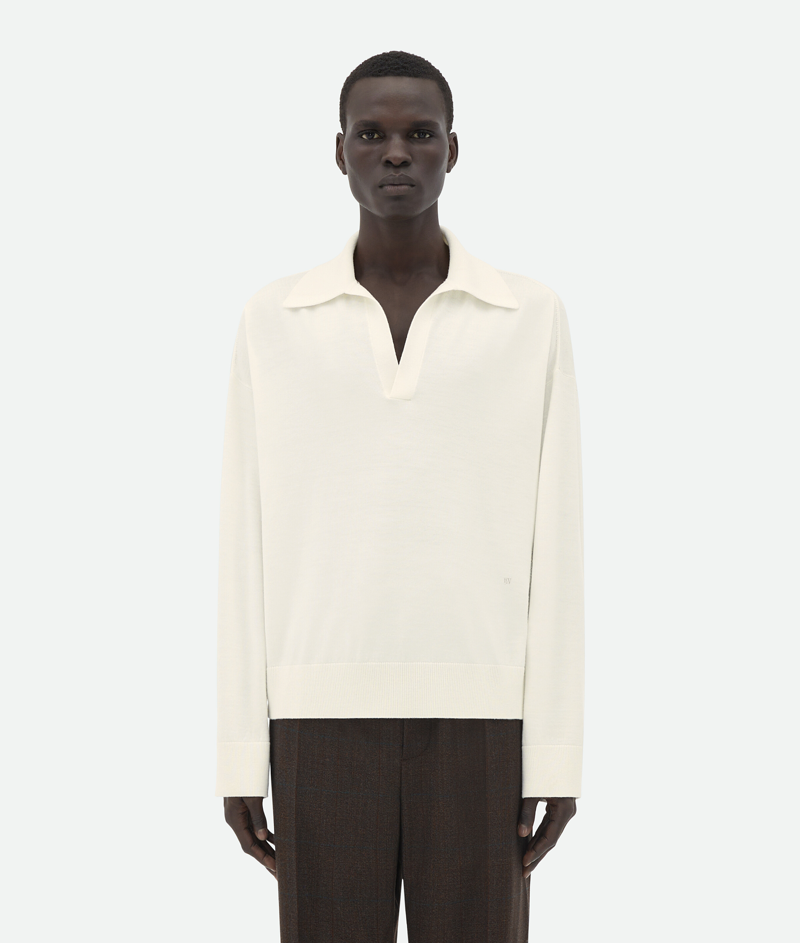 Bottega Veneta Light Wool Polo In White