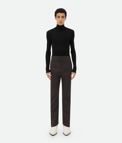 Display a large version of the product image 1 - Curved Shape Wool Pants