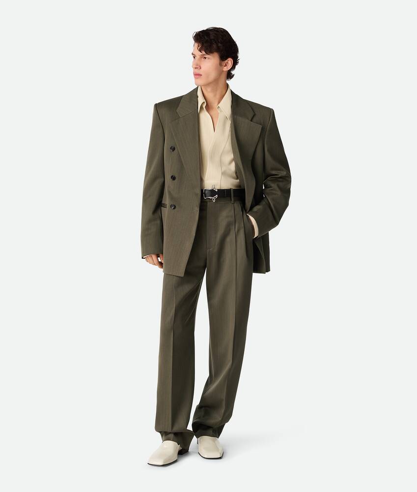 Display a large version of the product image 4 - Wool Subtle Chevron Straight Trousers