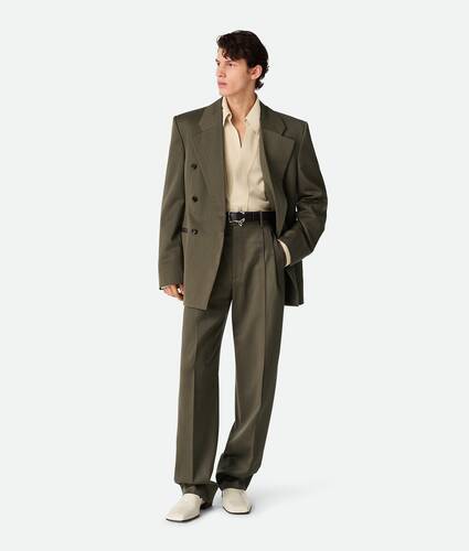 Wool Subtle Chevron Straight Trousers