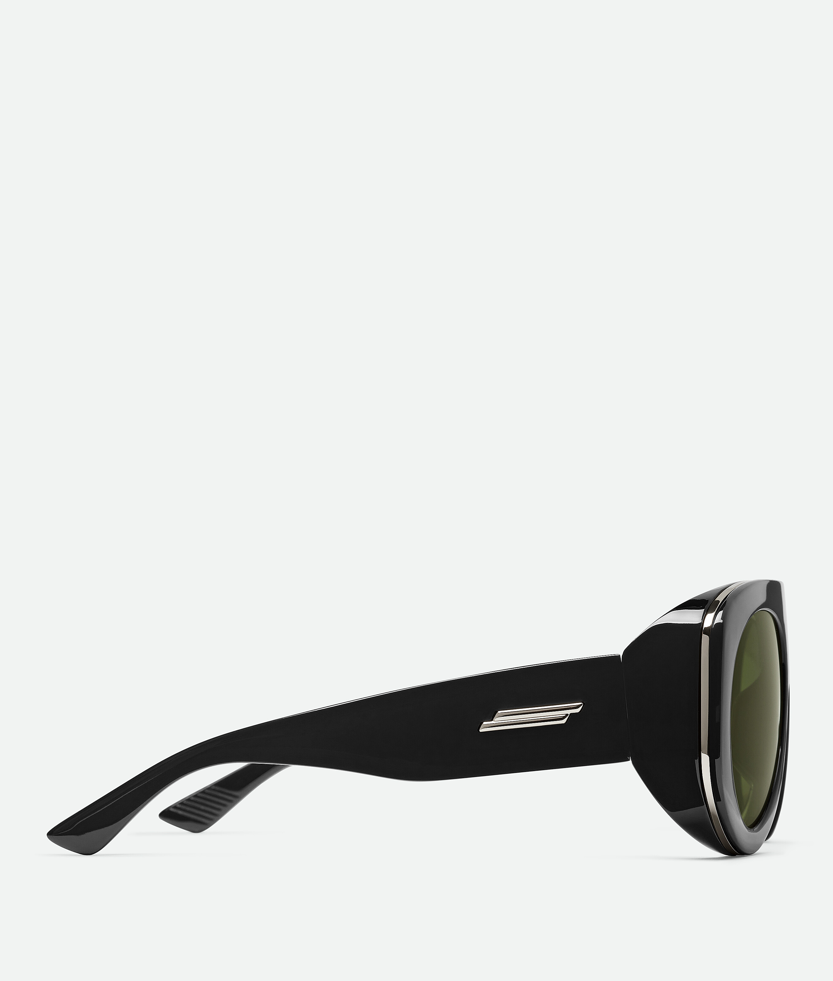 Bottega Veneta Bv1362s Linea Ribbon Bv1362s 006 Black Green Sunglasses In Black/black/green