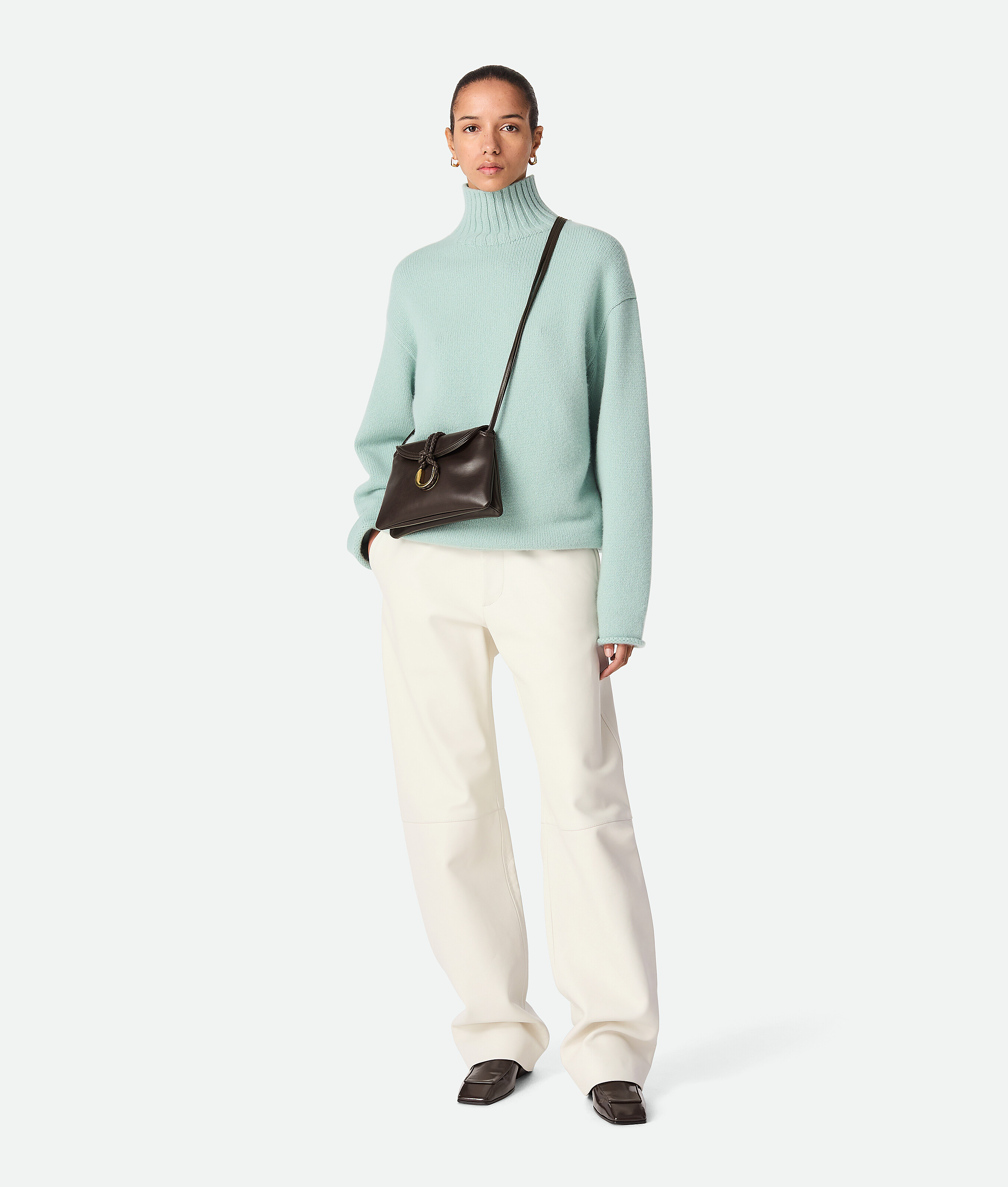 Bottega Veneta Small Liberta Leather Shoulder Bag In Fondant