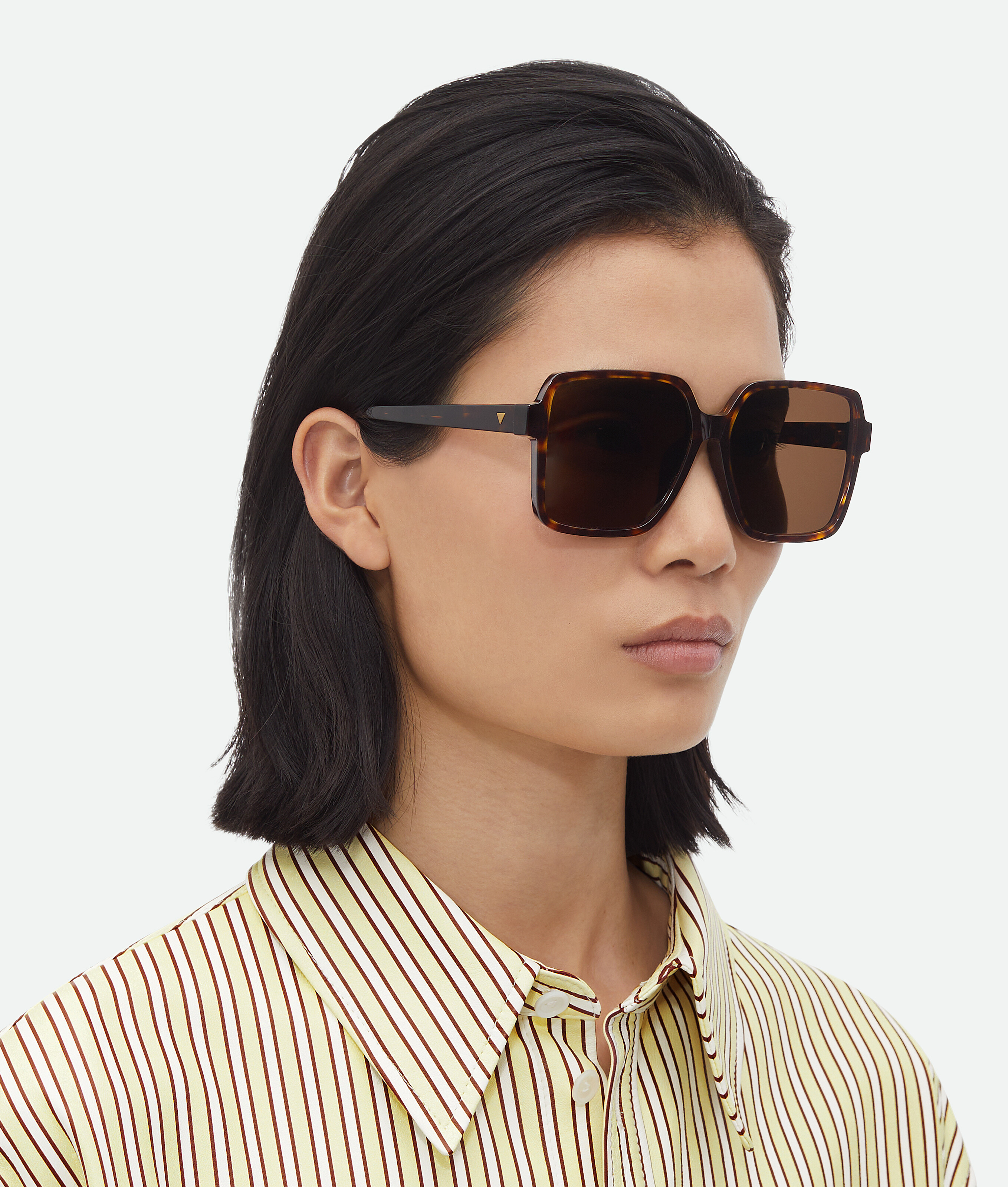 Bottega Veneta Quadratische Soft Sonnenbrille In Havana/brown