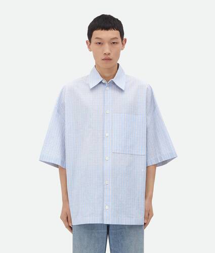 Display a large version of the product image 1 - Cotton Linen Check Overshirt With "BV" Embroidery