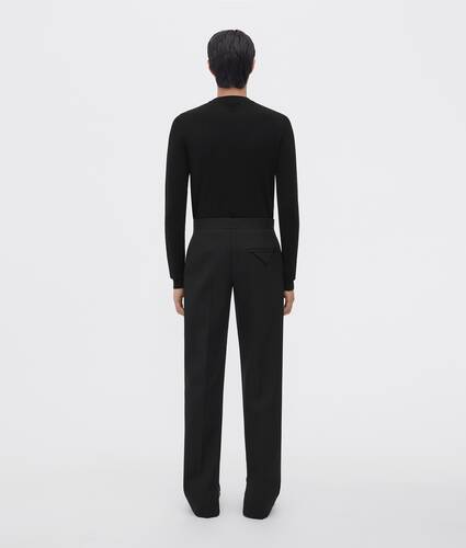 Slim Leg Compact Wool Trousers