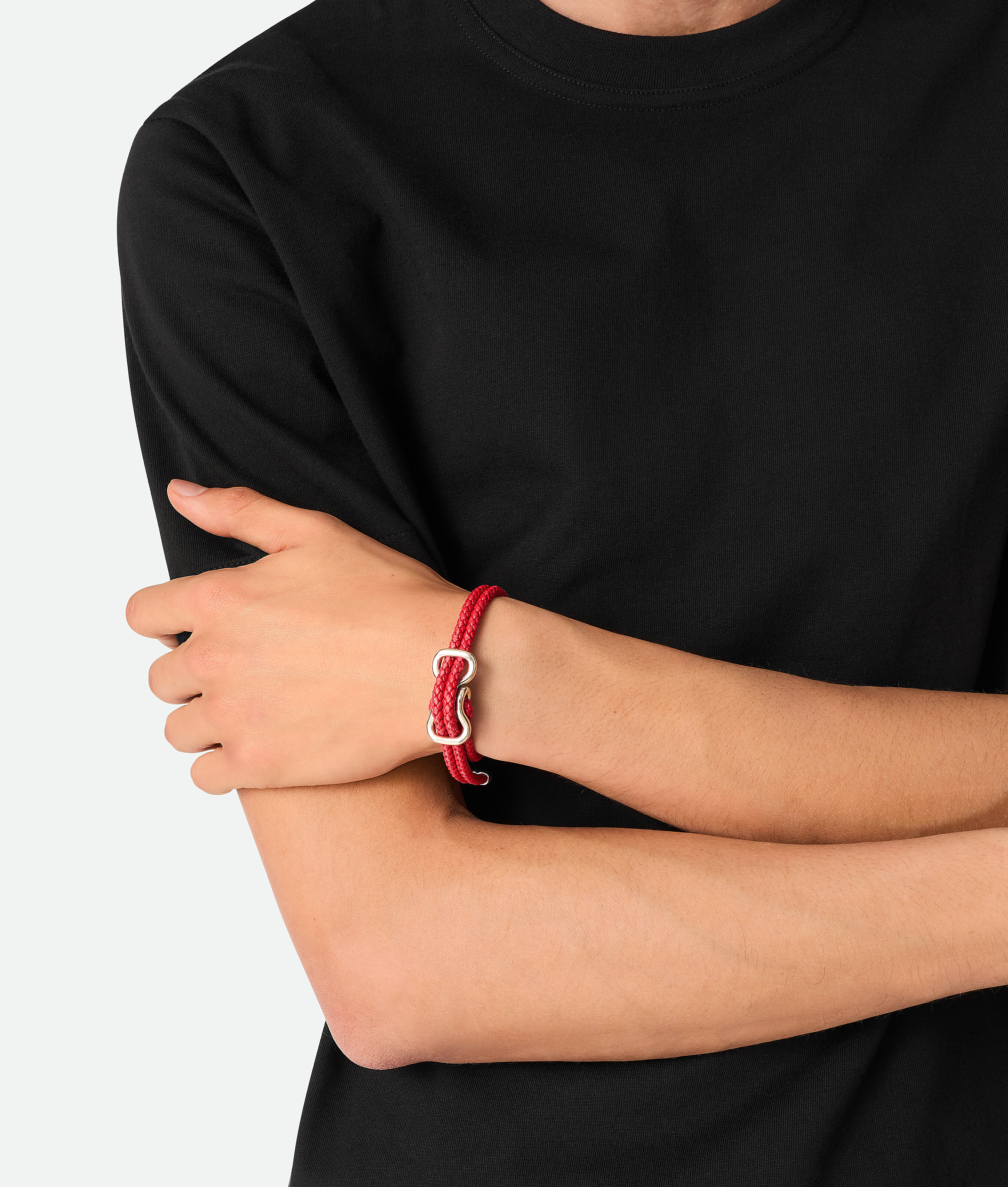 Bottega Veneta Braided Bracelet In Redstone
