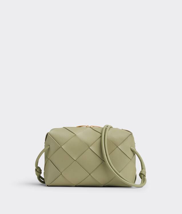 Bottega Small Cassette Camera Bag in Travertine. Shop online now.