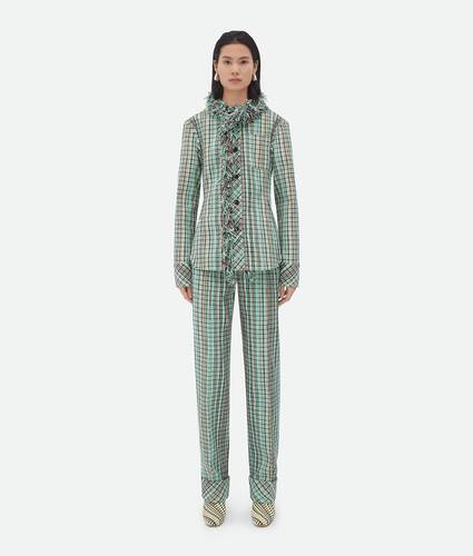Cotton Check Jacket With Fringes