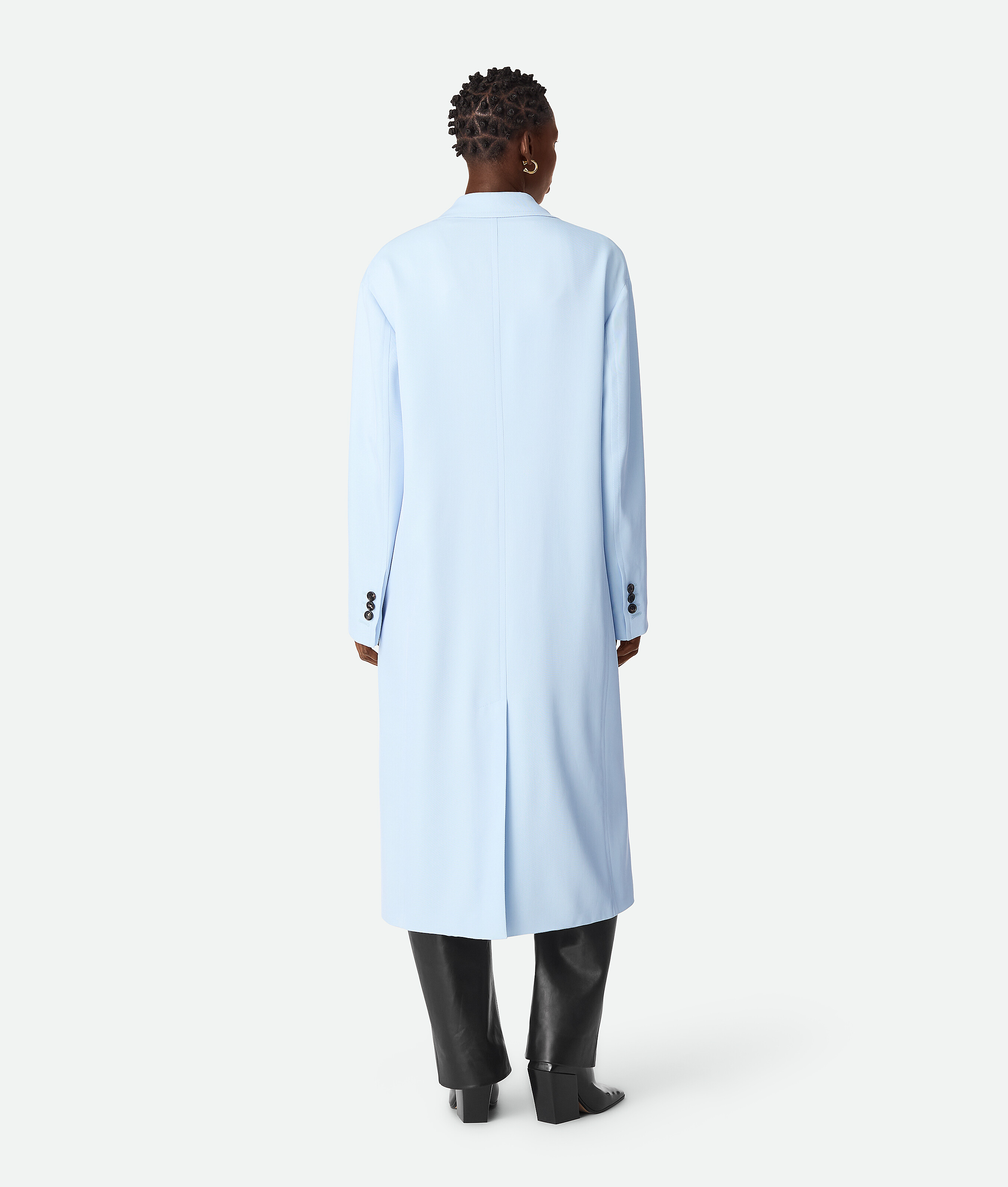 Bottega Veneta Viscose And Silk Twill Coat In Sky Blue