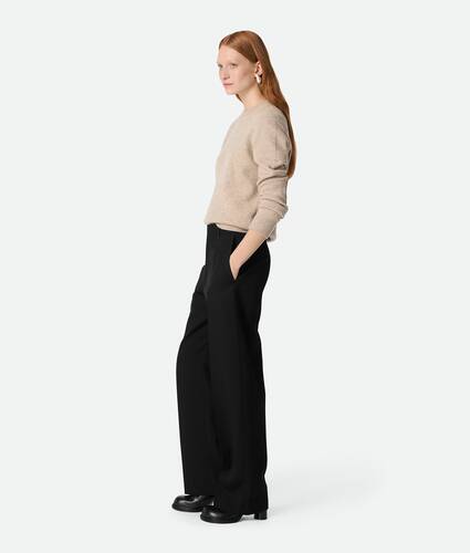 Pantalon ample en sergé de laine